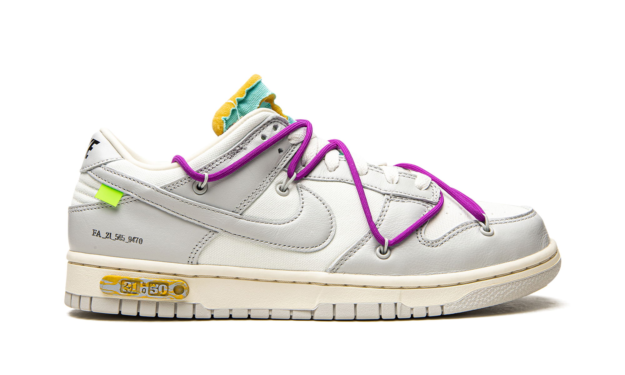 nike dunk low off white lot 21+DM1602-100+right view