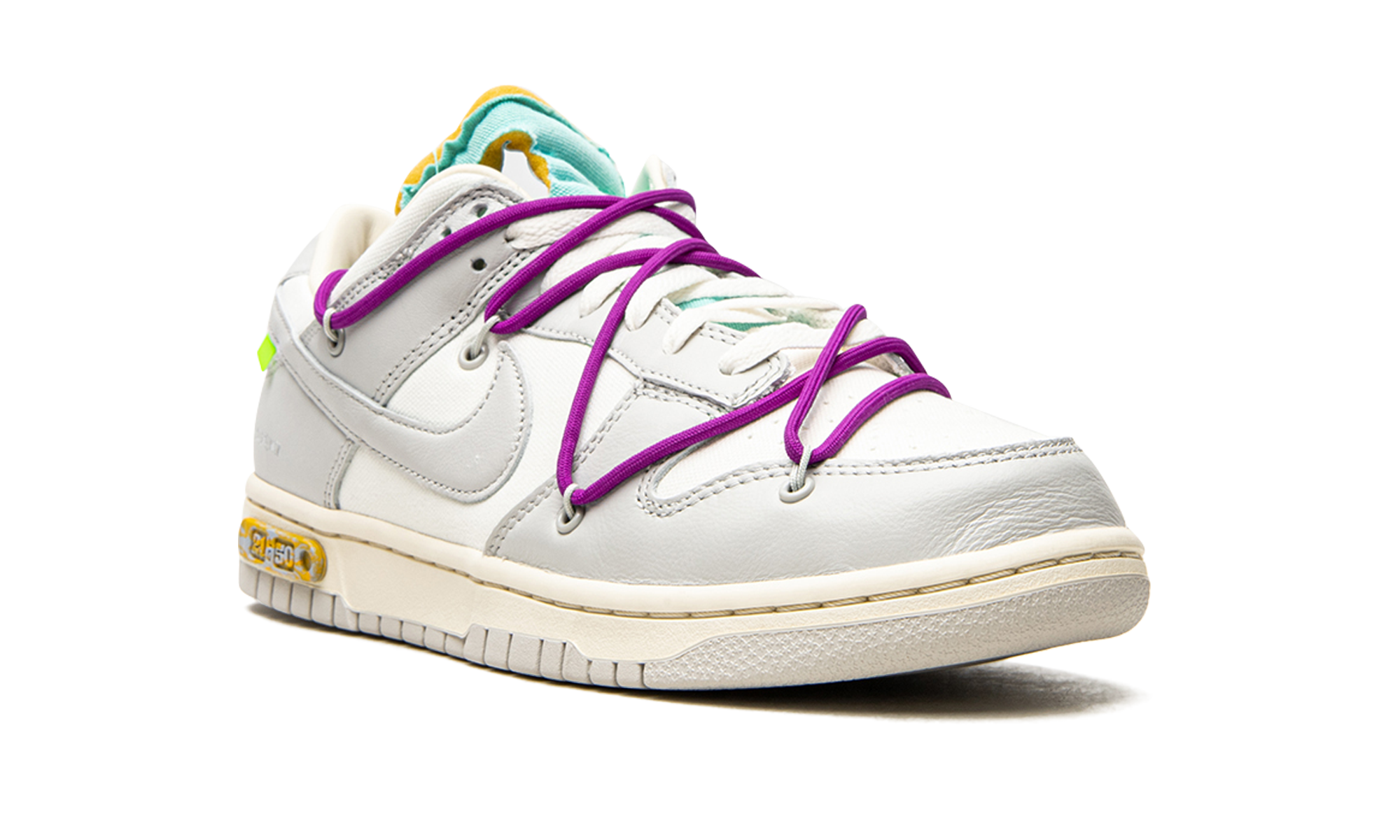 nike dunk low off white lot 21+DM1602-100+diagnol right view
