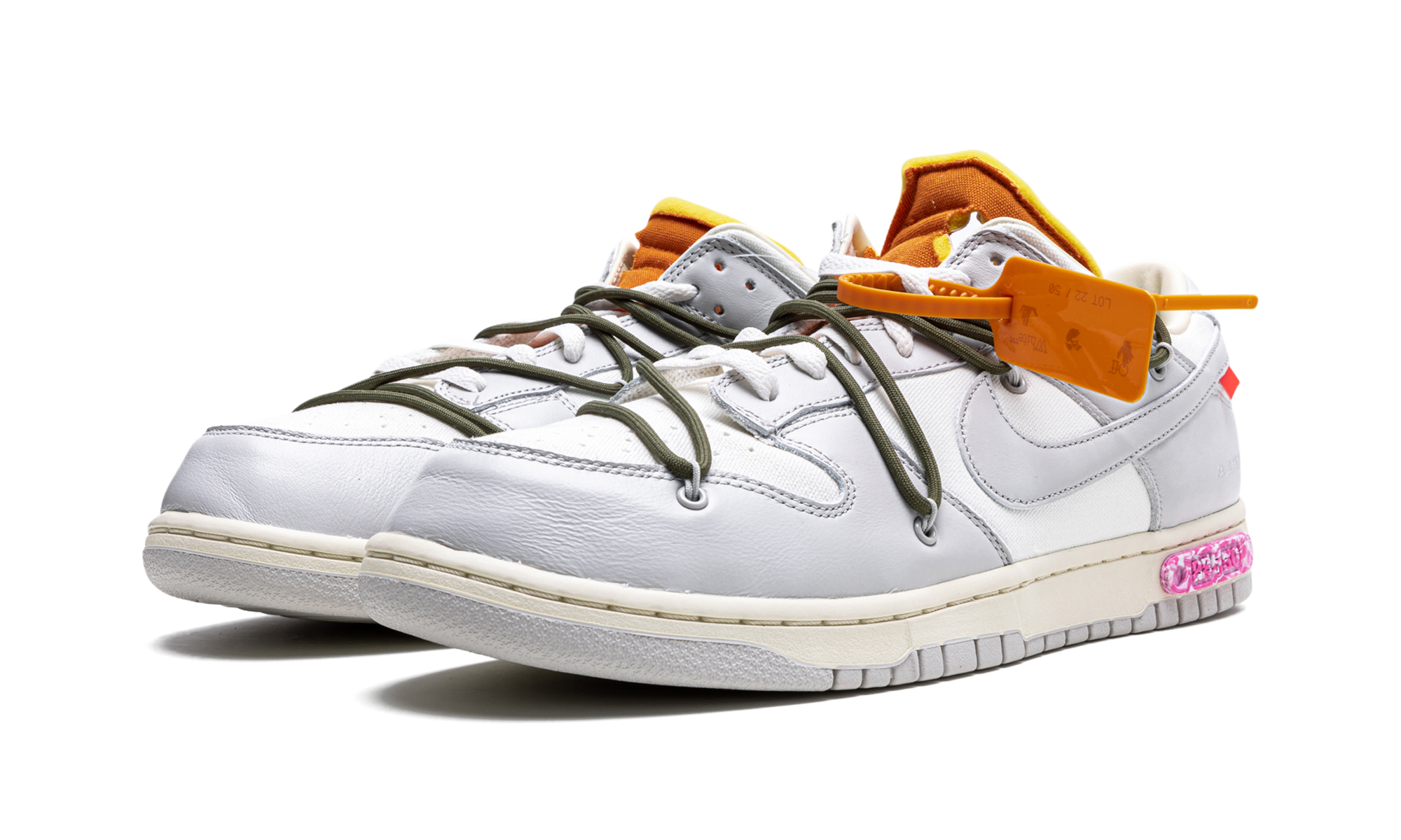 nike dunk low off white lot 22+DM1602-124+diagnol left view