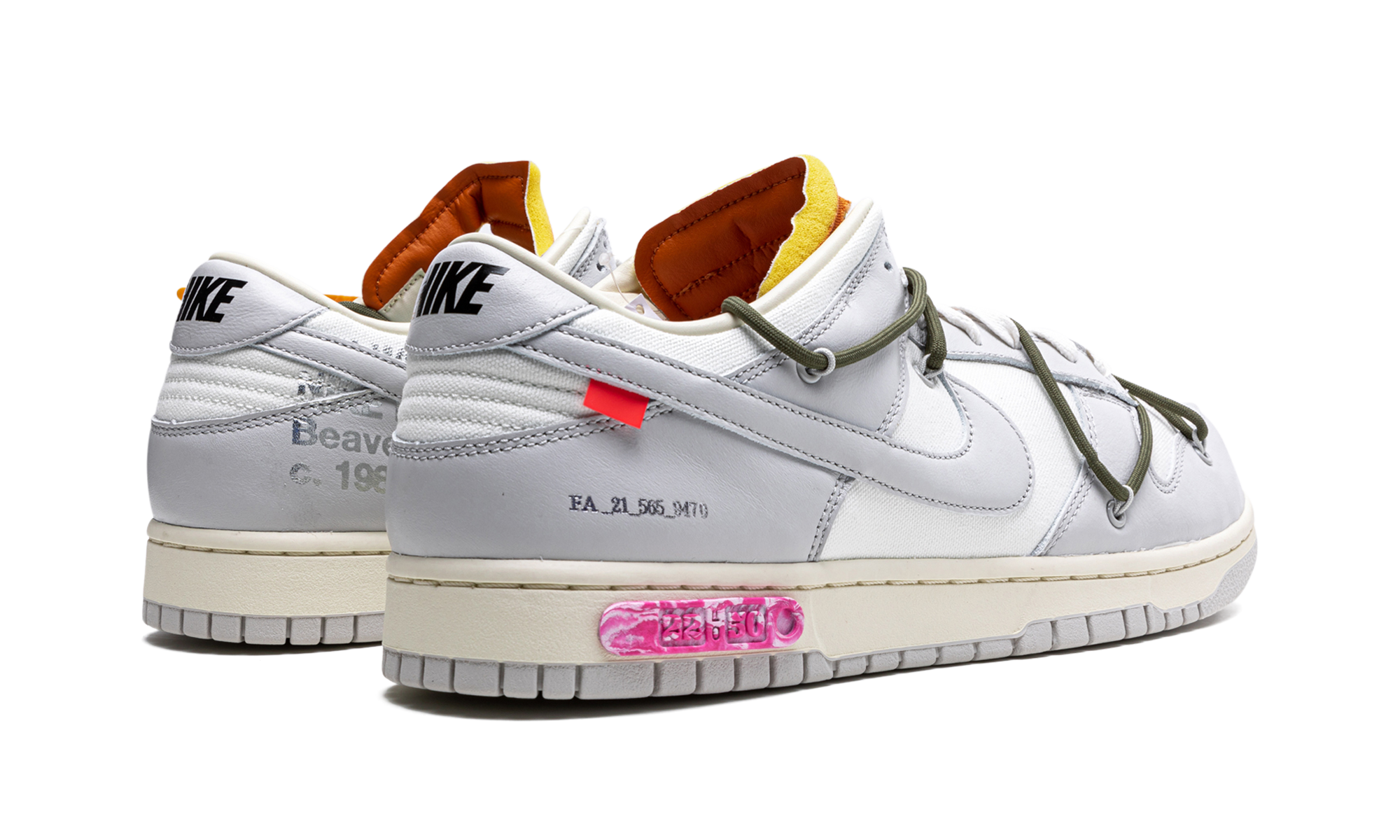 nike dunk low off white lot 22+DM1602-124+diagnol right behind view