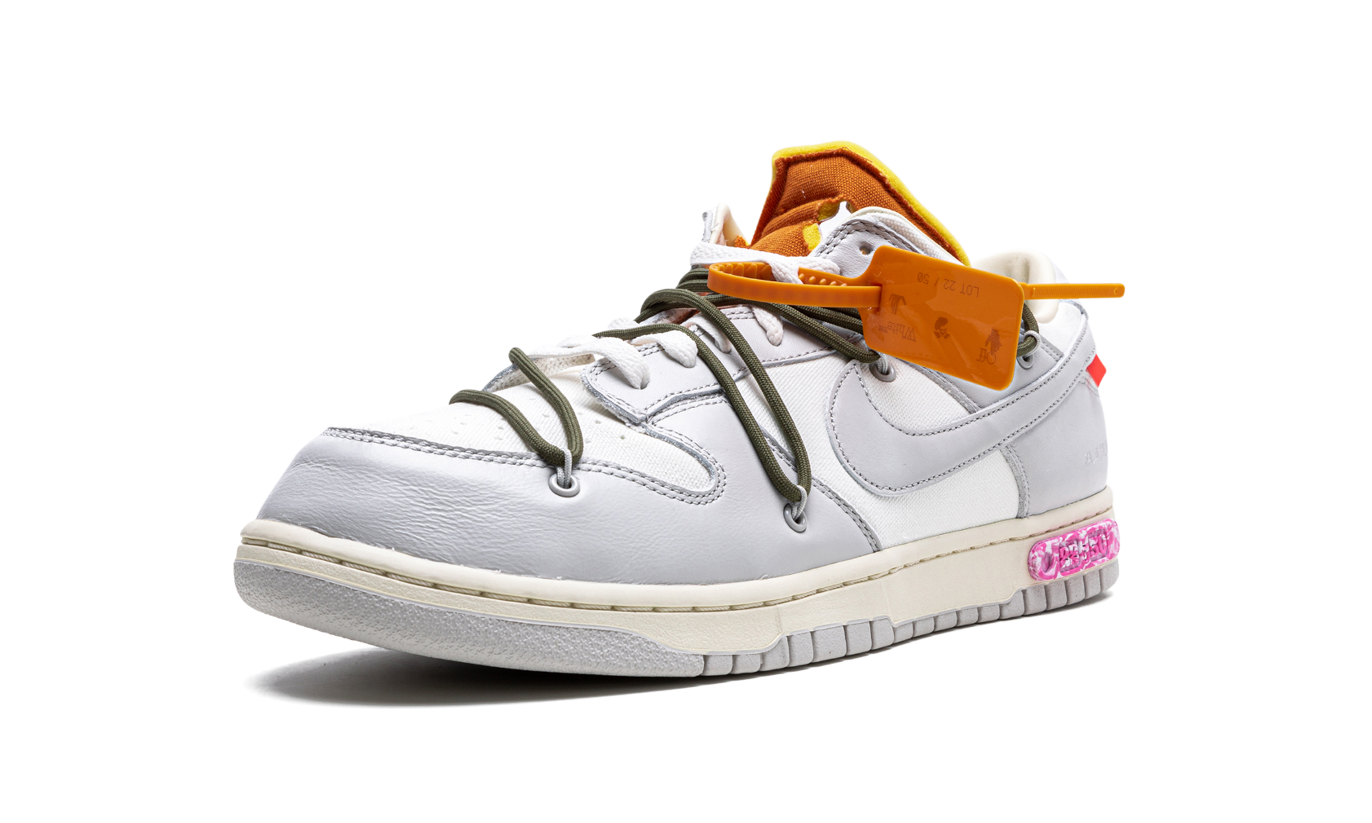 nike dunk low off white lot 22+DM1602-124+left diagnol single view