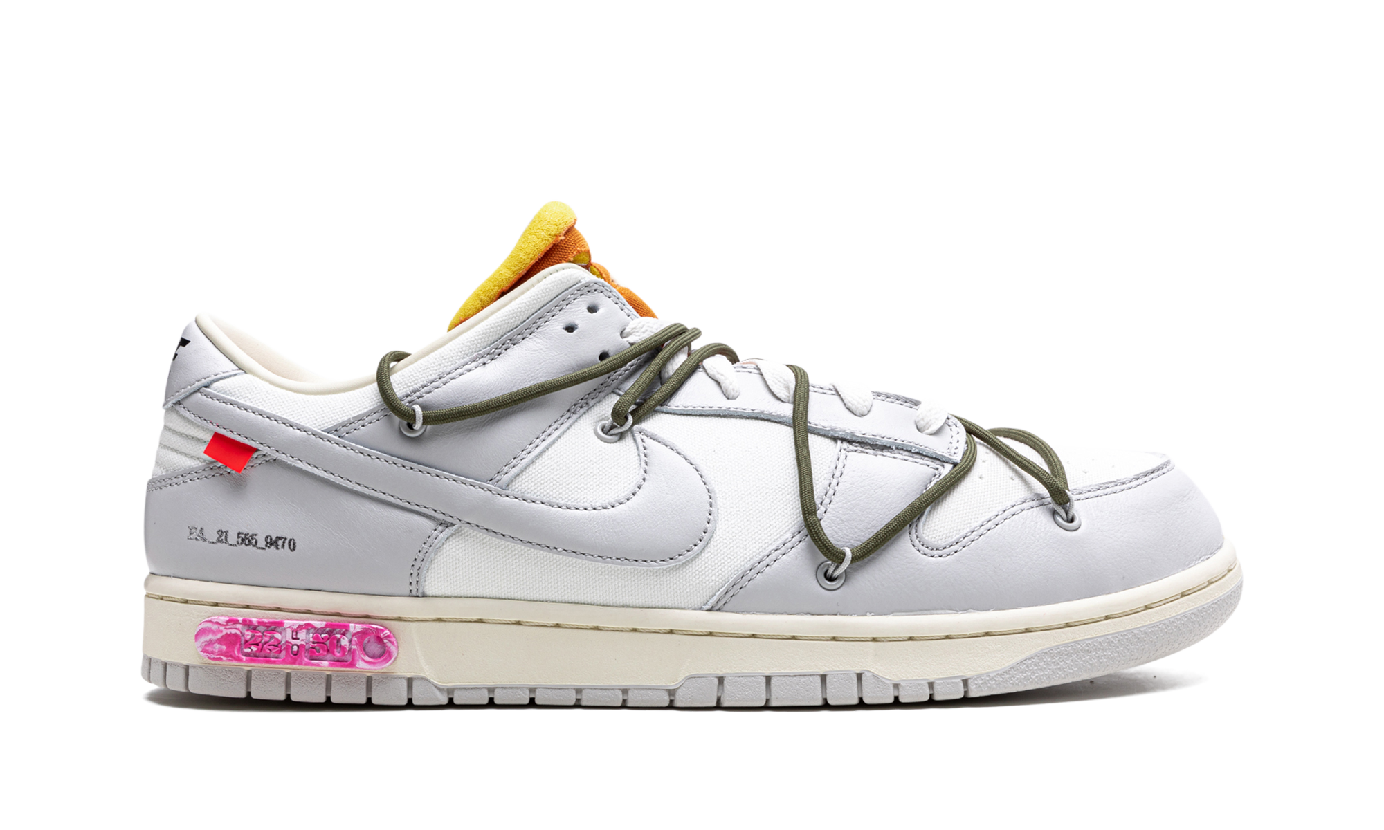 nike dunk low off white lot 22+DM1602-124+right view