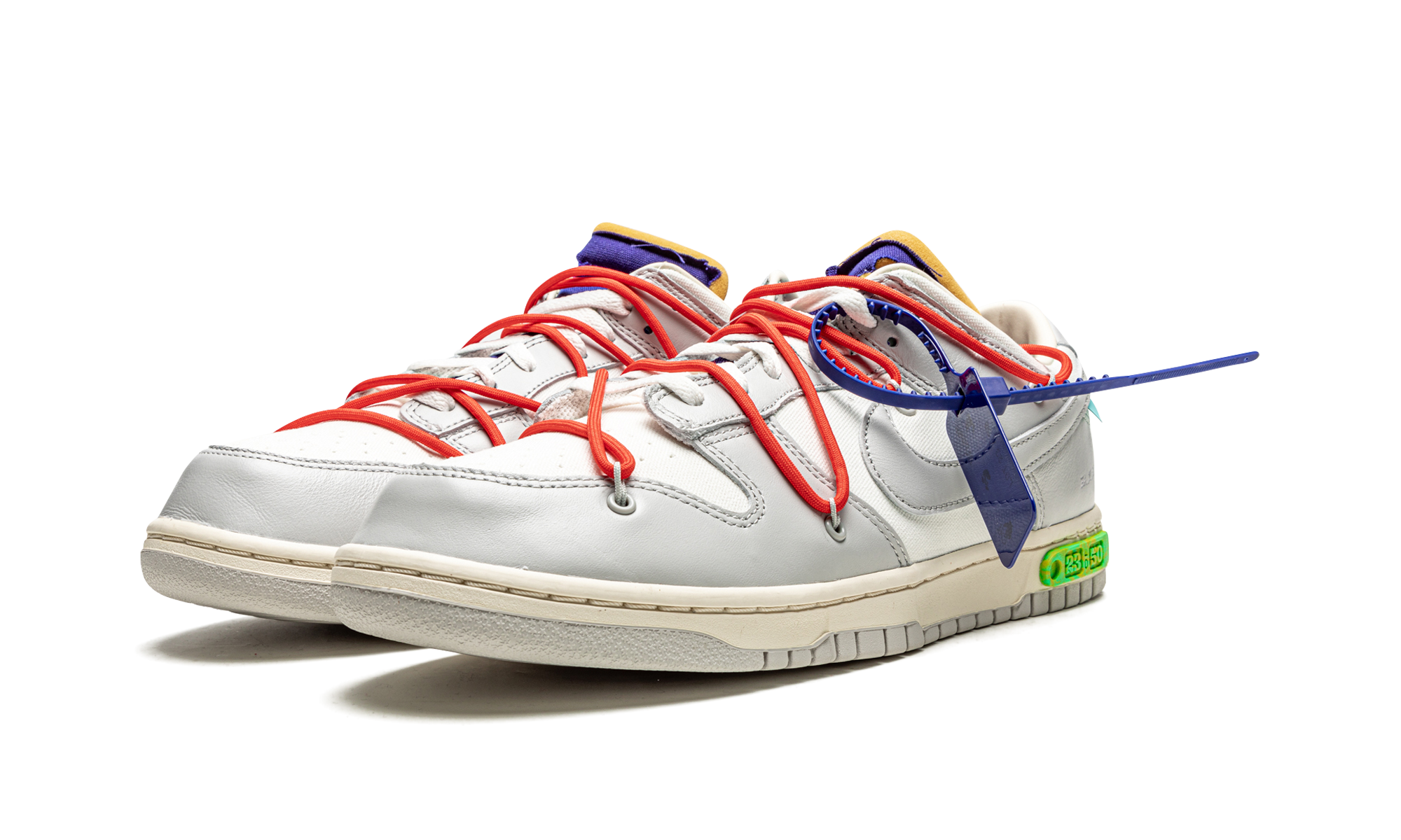 nike dunk low off white lot 23+DM1602-126+diagnol left view