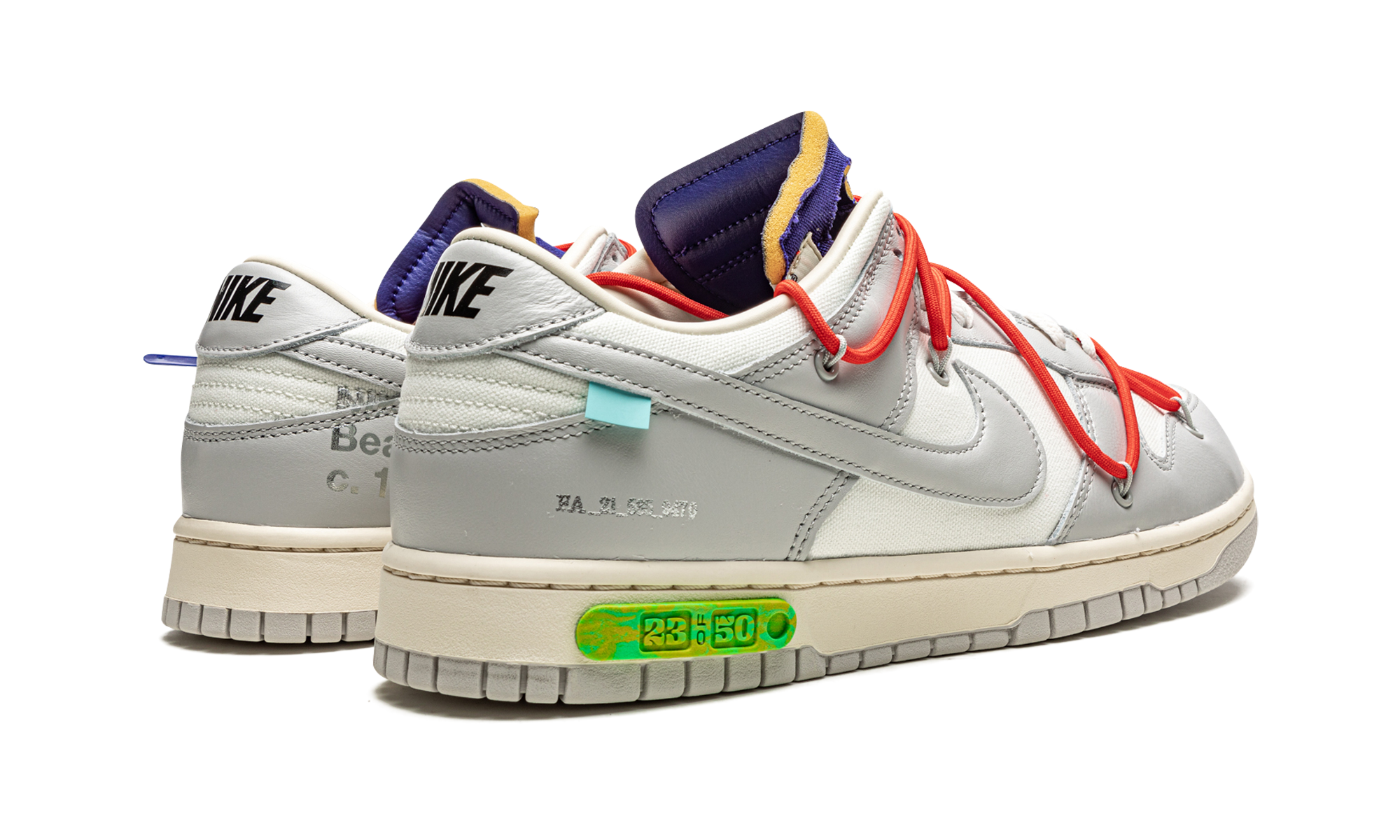 nike dunk low off white lot 23+DM1602-126+diagnol right behind view
