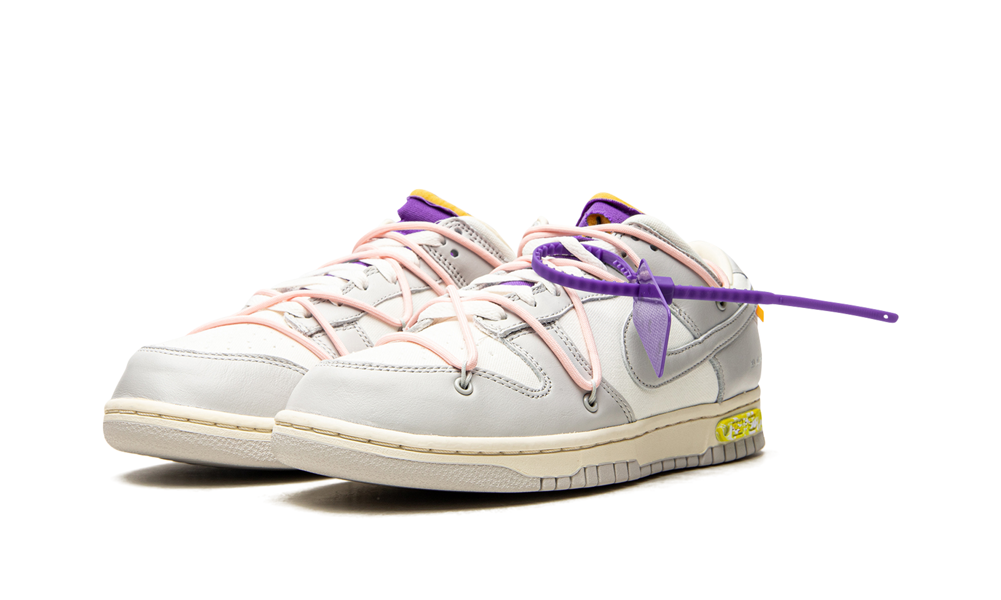 nike dunk low off white lot 24+DM1602-119+diagnol left view