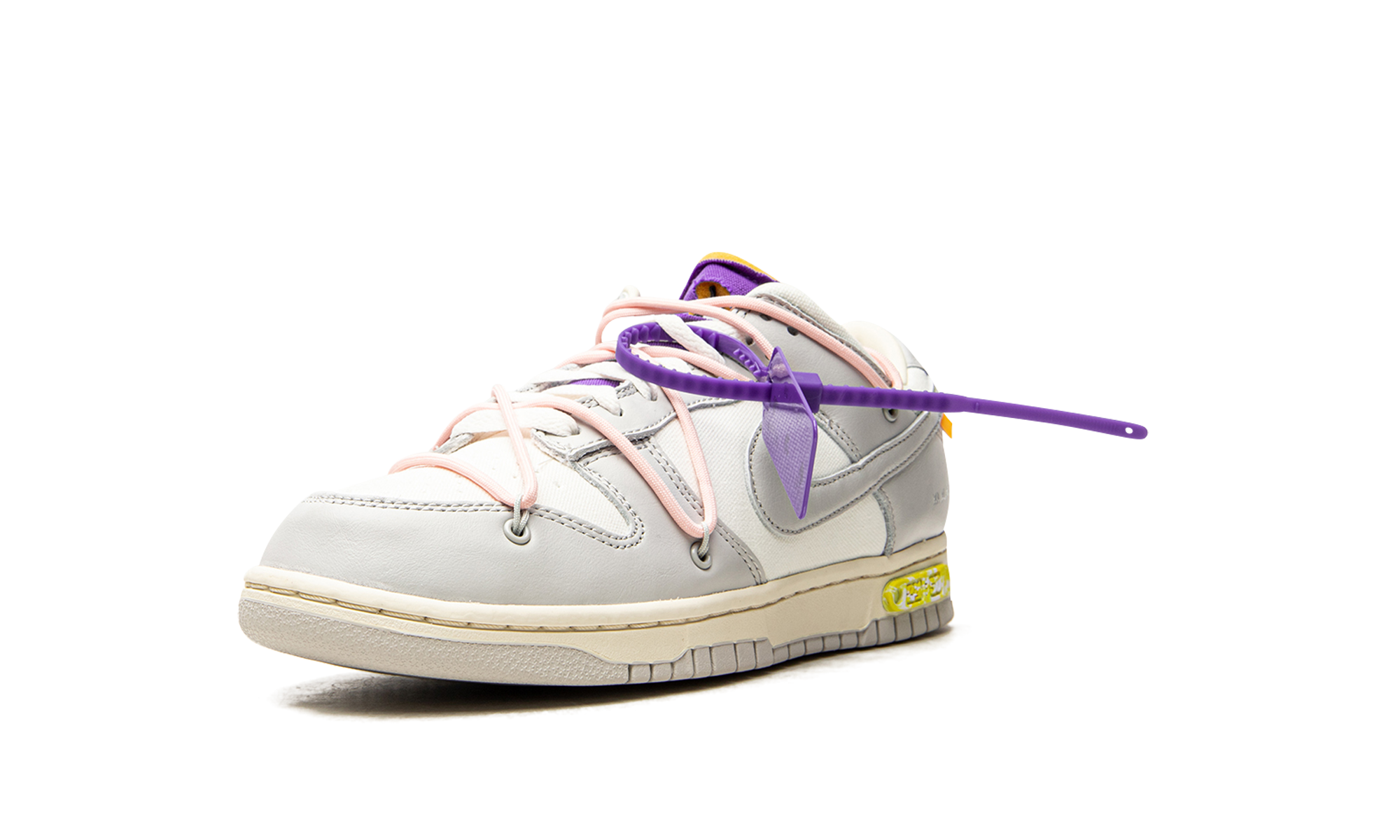 nike dunk low off white lot 24+DM1602-119+left diagnol single view