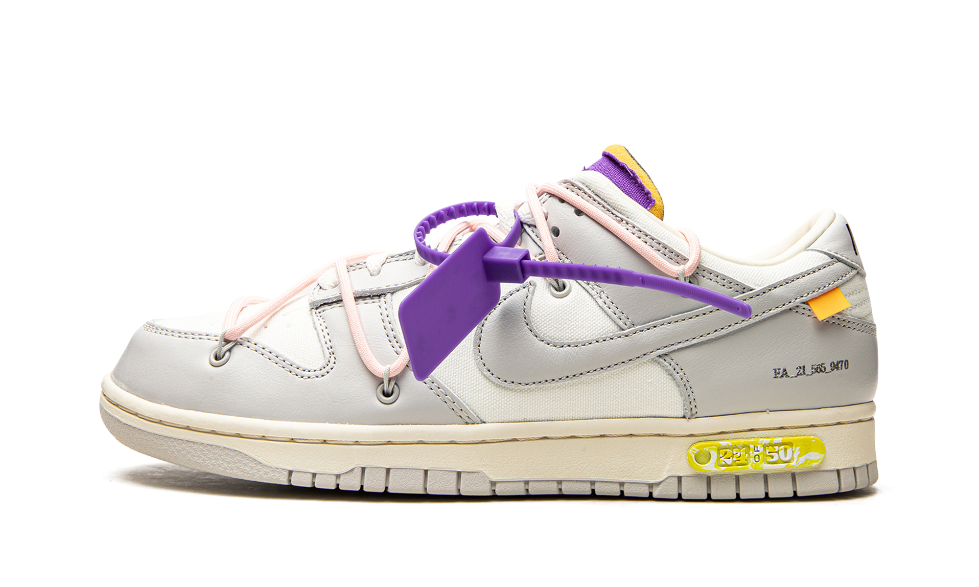 nike dunk low off white lot 24+DM1602-119+diagnol right view 1