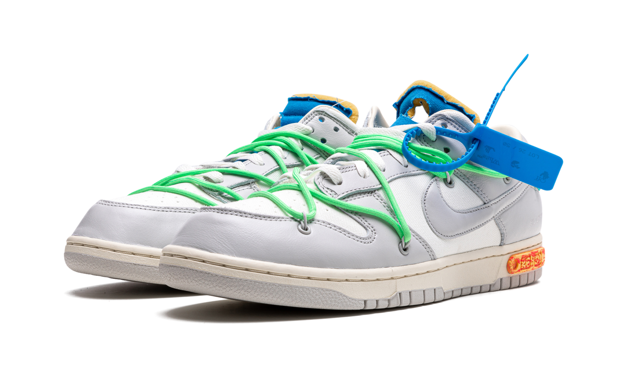 nike dunk low off white lot 26+DM1602-116+diagnol left view