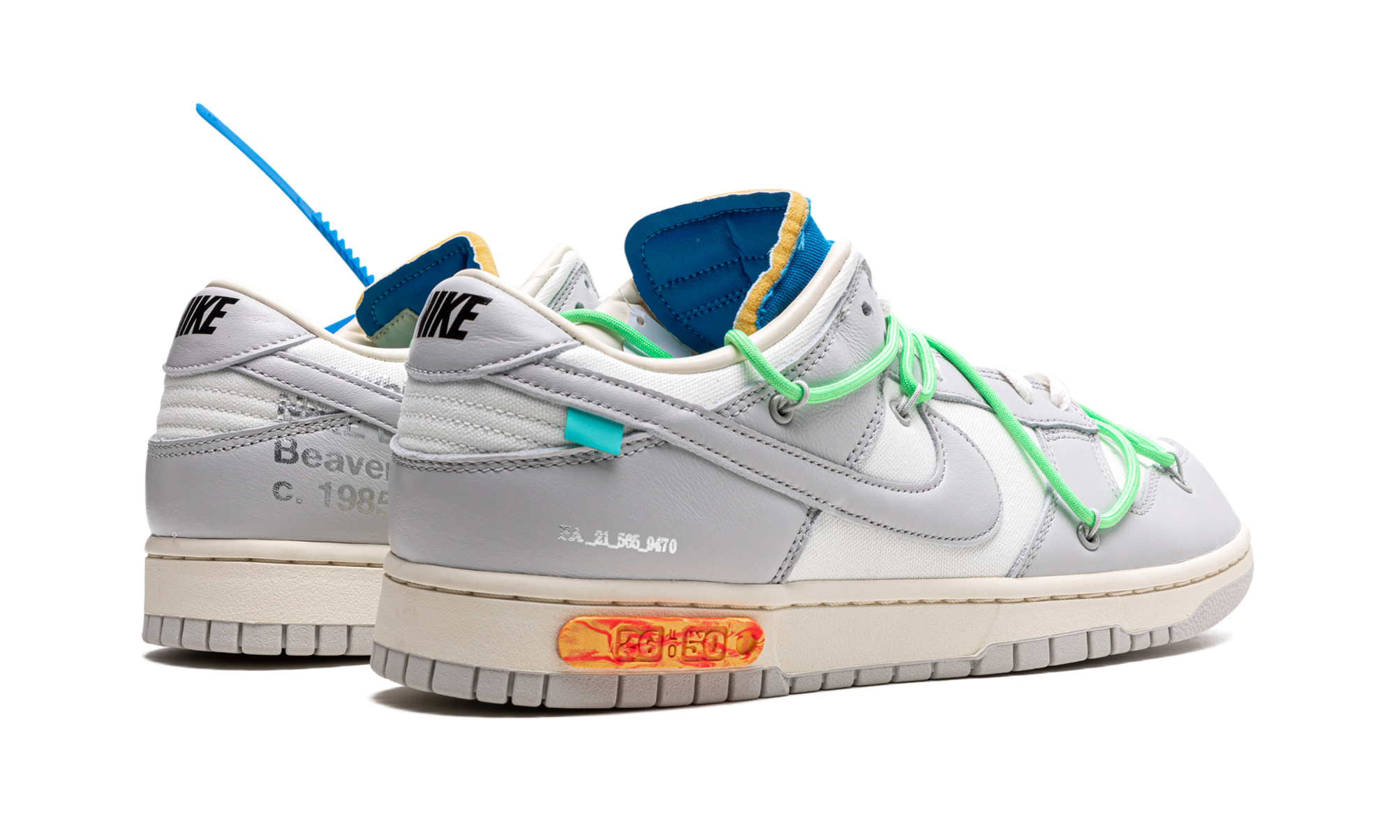 nike dunk low off white lot 26+DM1602-116+diagnol right behind view