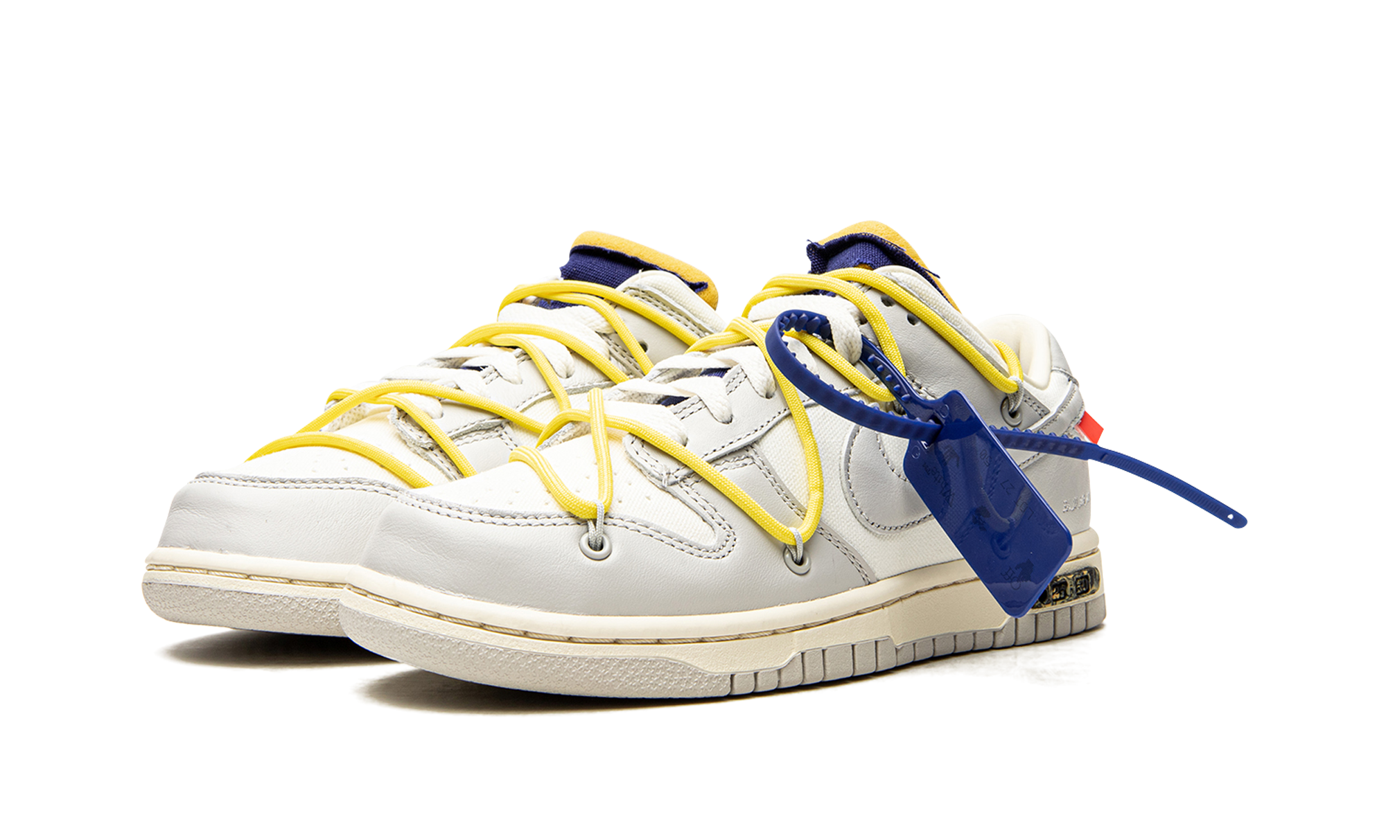 nike dunk low off white lot 27+DM1602-120+diagnol left view