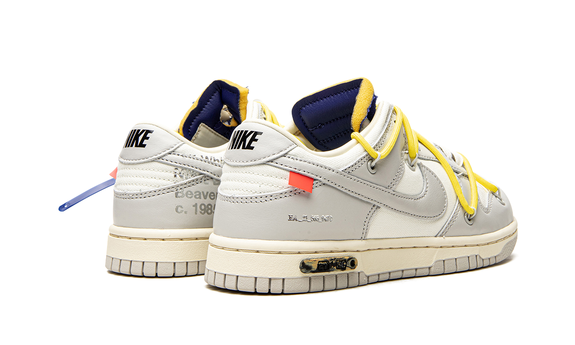 nike dunk low off white lot 27+DM1602-120+diagnol right behind view