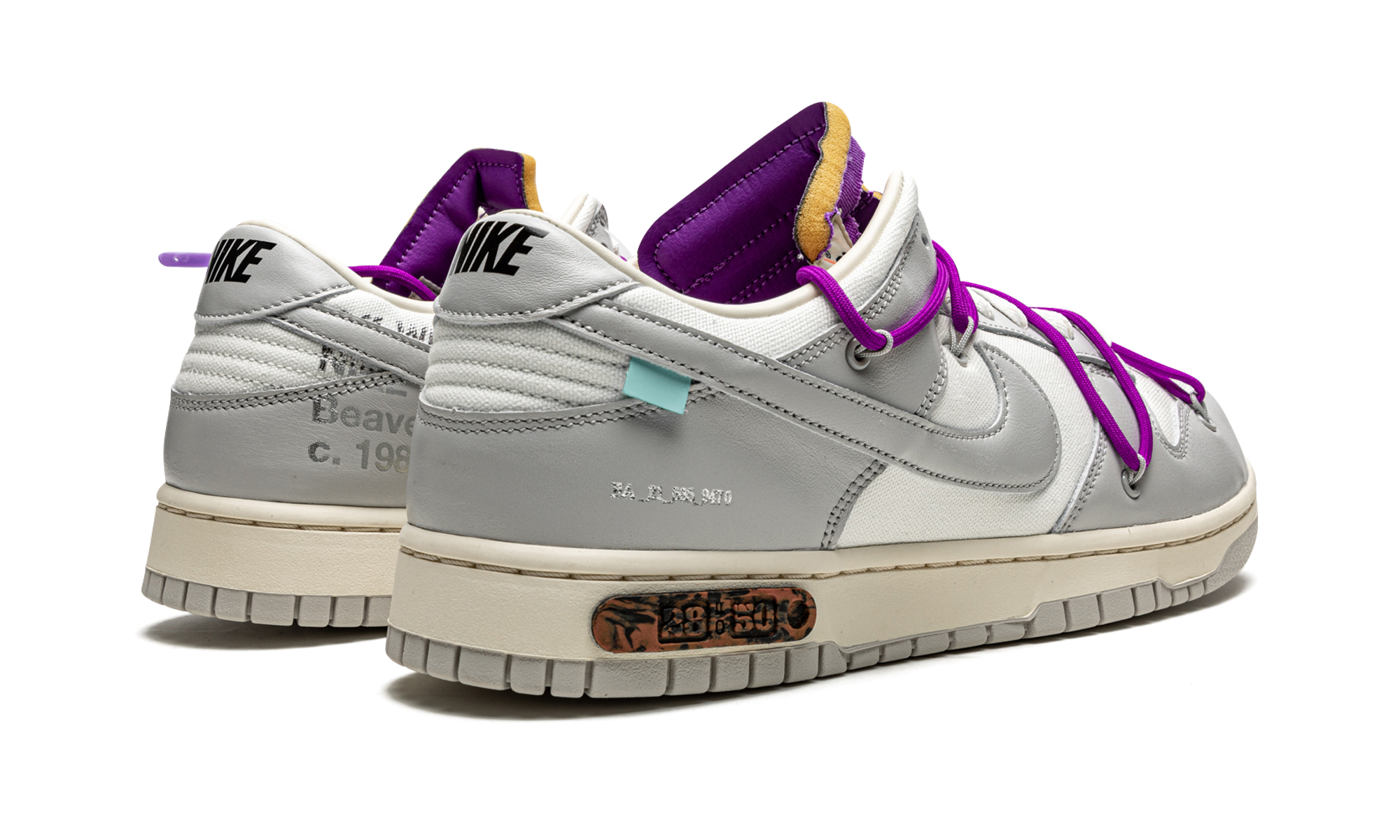 nike dunk low off white lot 28+DM1602-111+diagnol right behind view