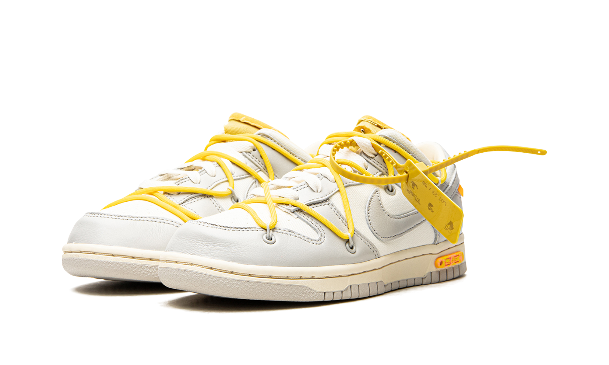 nike dunk low off white lot 29+DM1602-103+diagnol left view