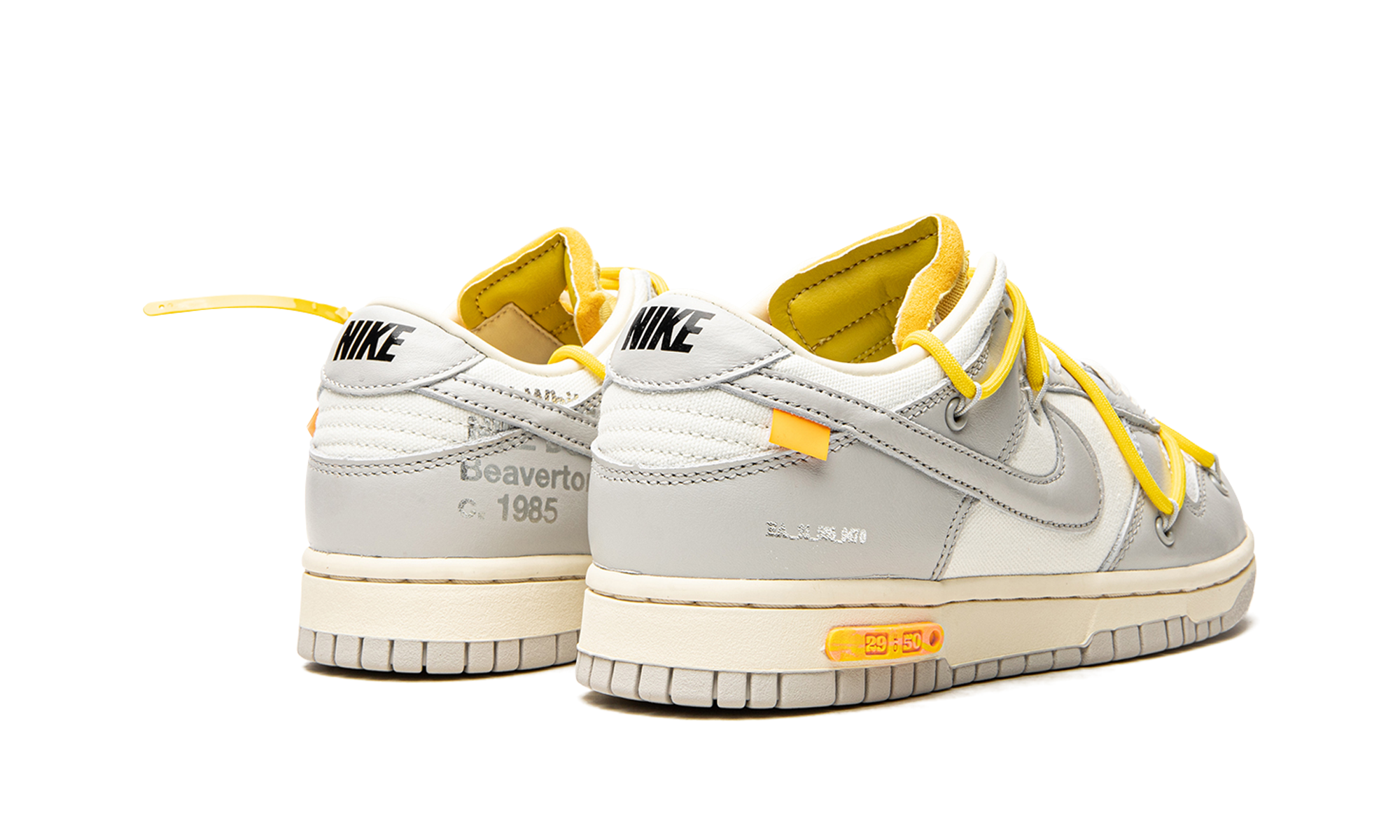 nike dunk low off white lot 29+DM1602-103+diagnol right behind view