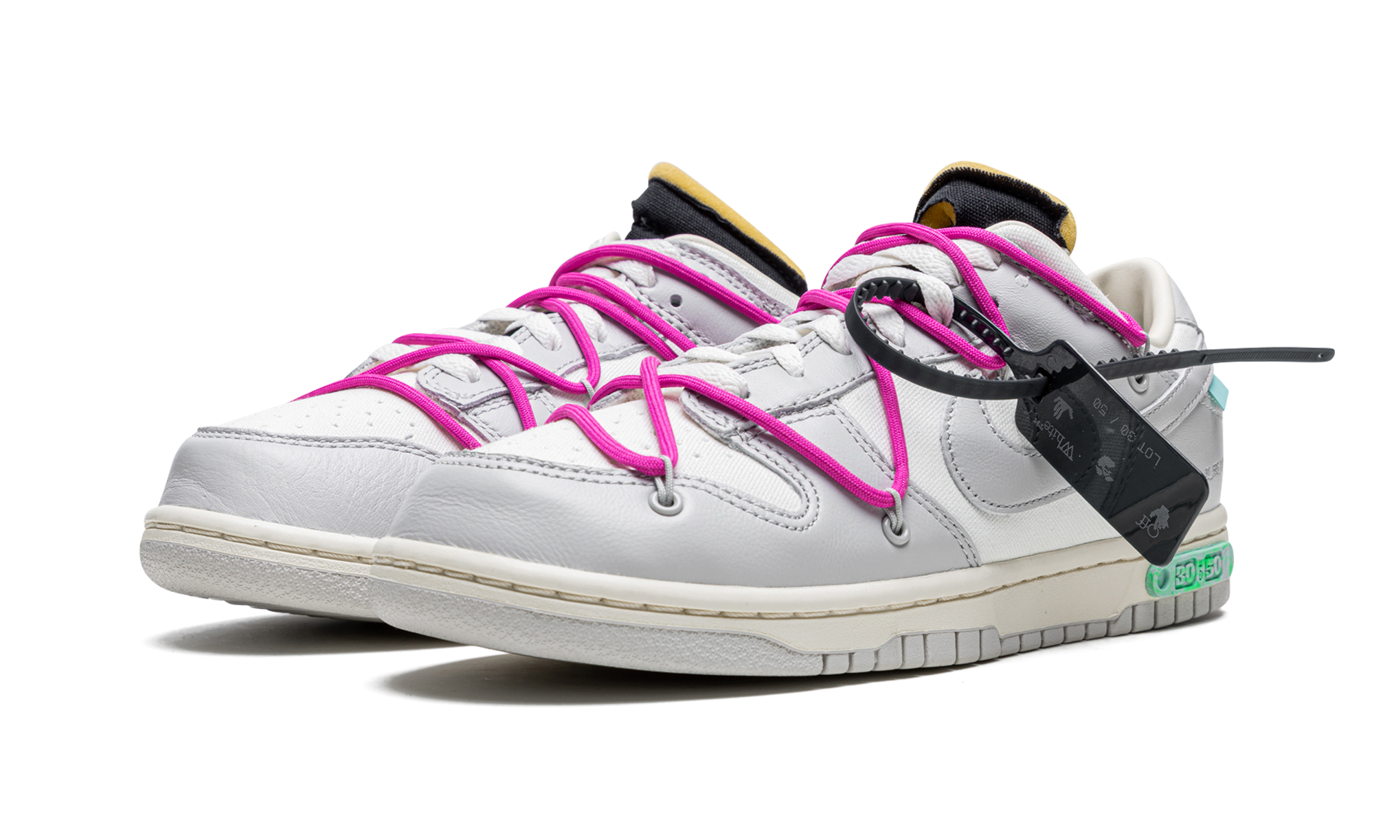 nike dunk low off white lot 30+DM1602-122+diagnol left view