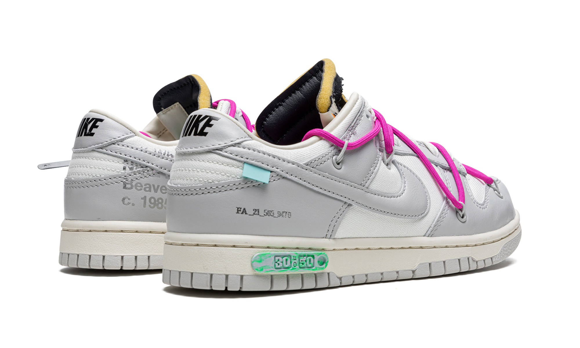 nike dunk low off white lot 30+DM1602-122+diagnol right behind view