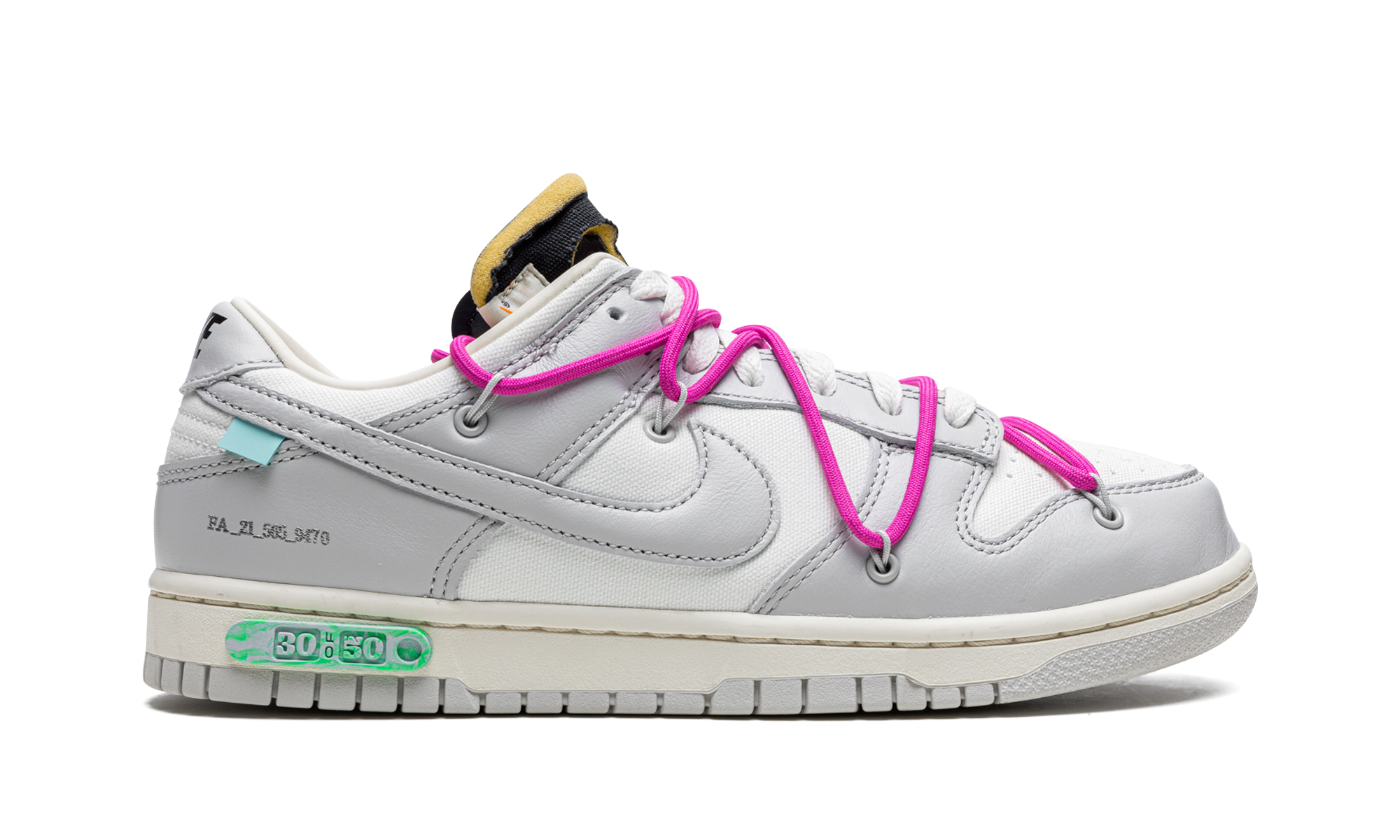 nike dunk low off white lot 30+DM1602-122+right view