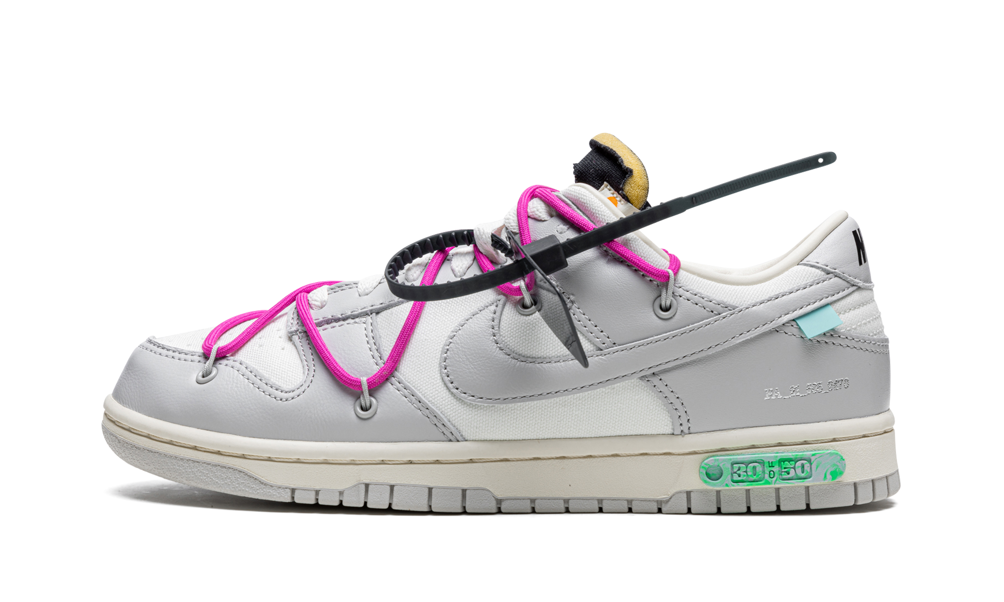 nike dunk low off white lot 30+DM1602-122+diagnol right view 1