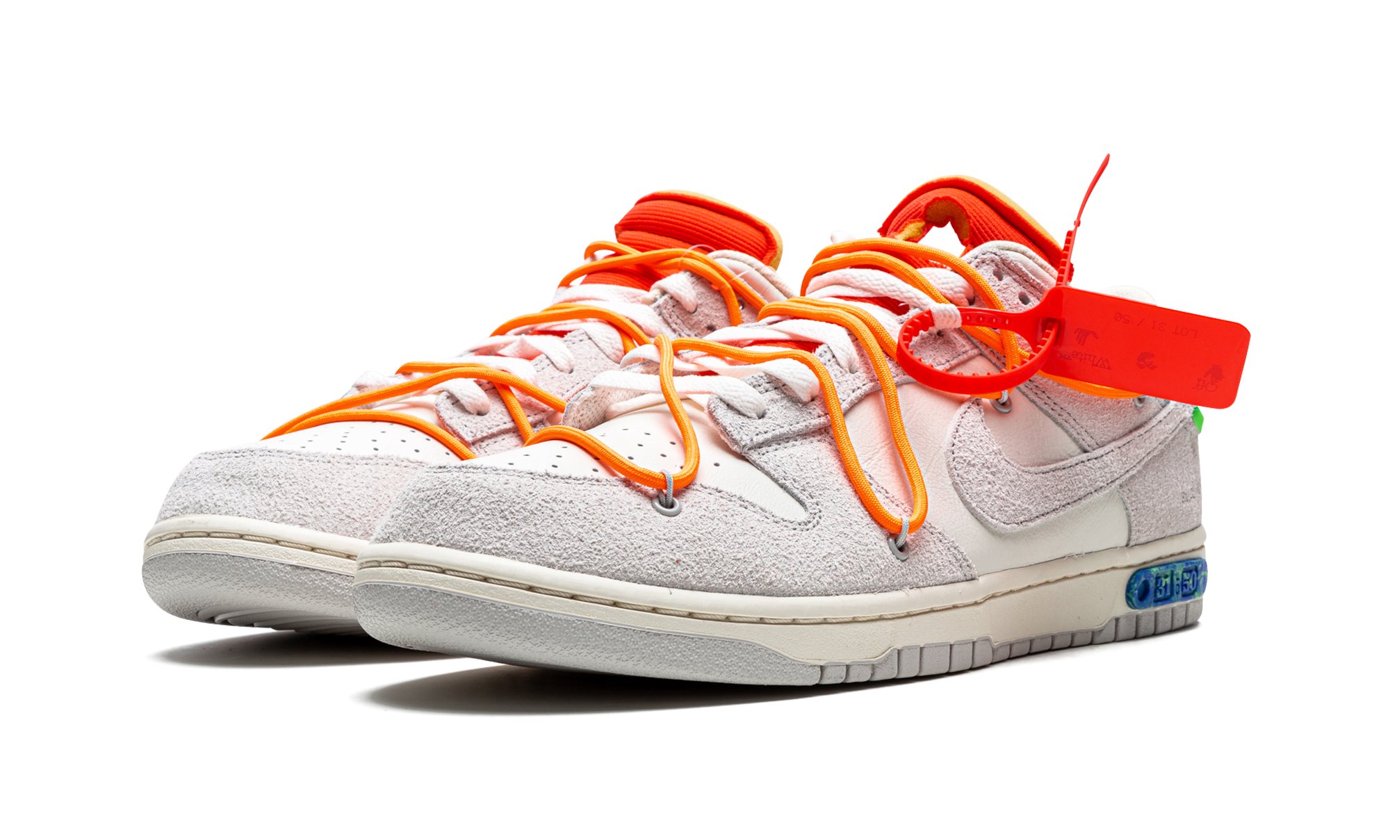 nike dunk low off white lot 31+DJ0950-116+diagnol left view