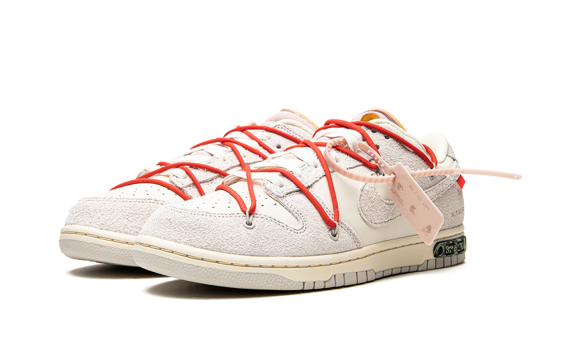 nike dunk low off white lot 33+DJ0950-118+diagnol left view