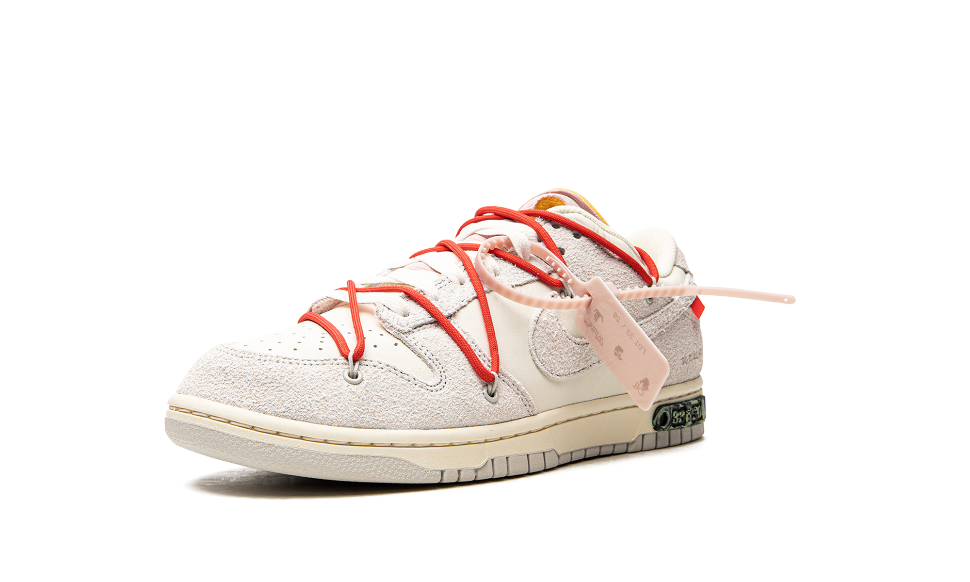 nike dunk low off white lot 33+DJ0950-118+left diagnol single view