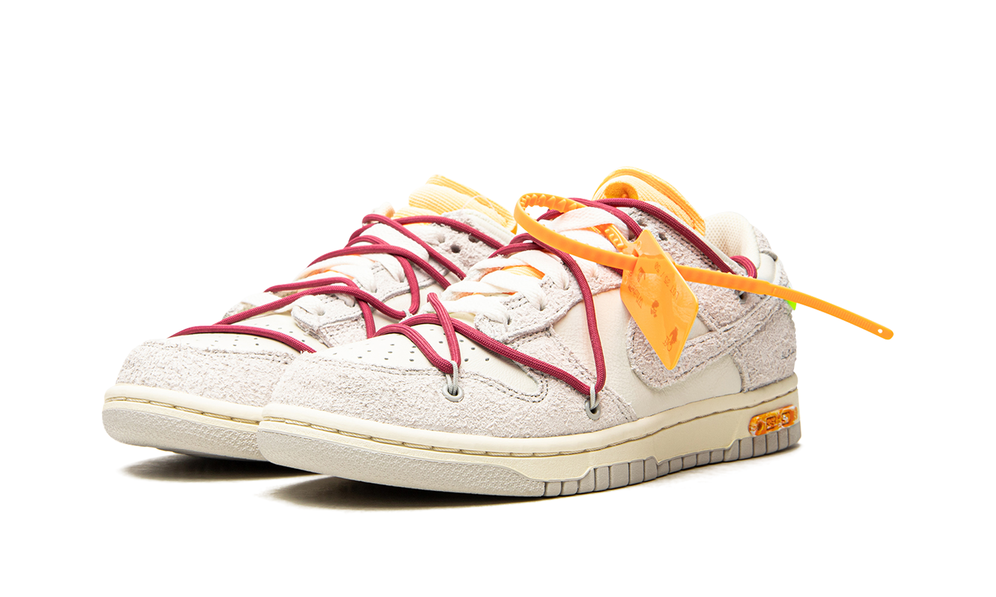nike dunk low off white lot 35+DJ0950-114+diagnol left view