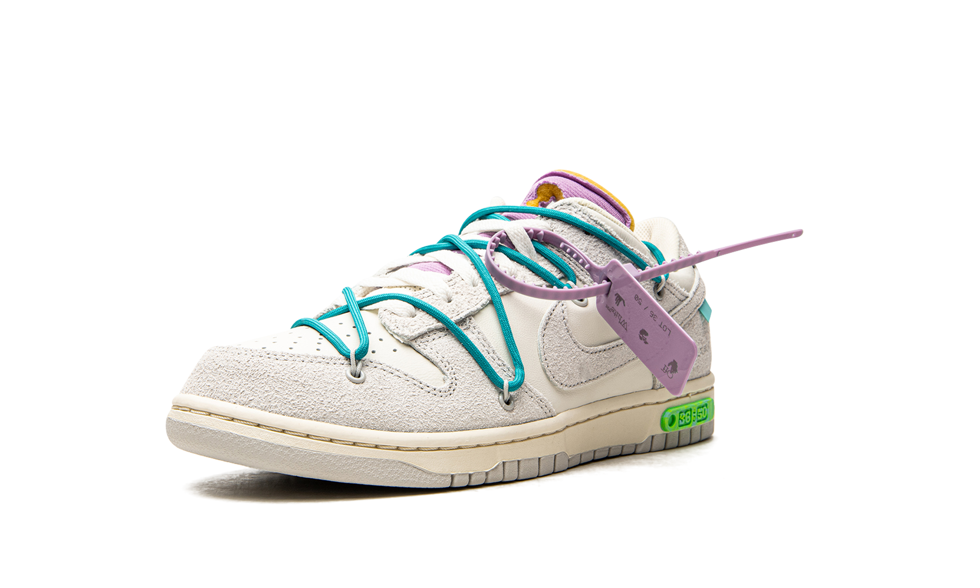 nike dunk low off white lot 36+DJ0950-107+left diagnol single view
