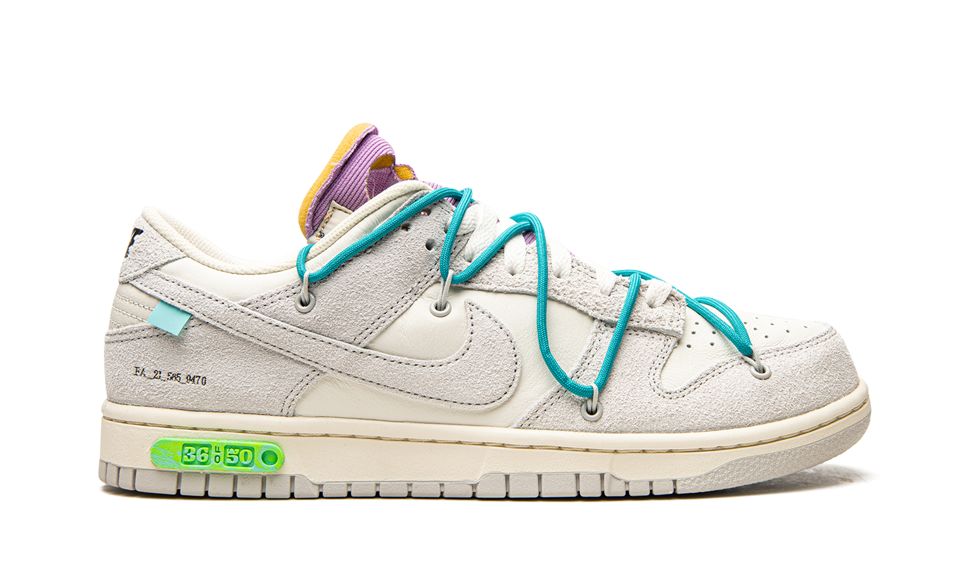 nike dunk low off white lot 36+DJ0950-107+right view