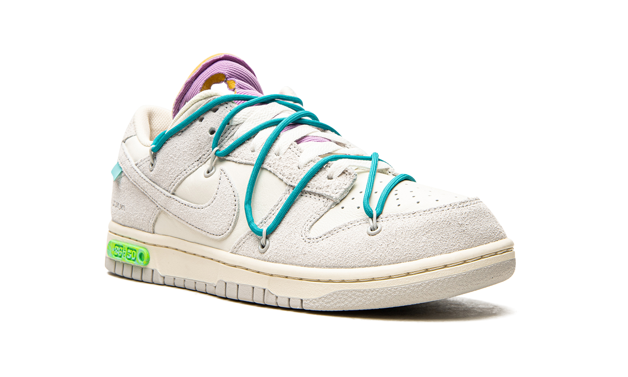 nike dunk low off white lot 36+DJ0950-107+diagnol right view