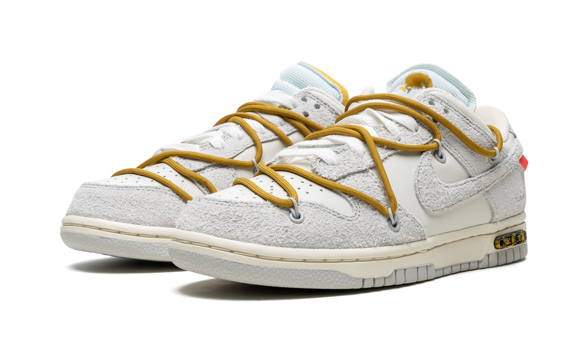 nike dunk low off white lot 37+DJ0950-105+diagnol right behind view