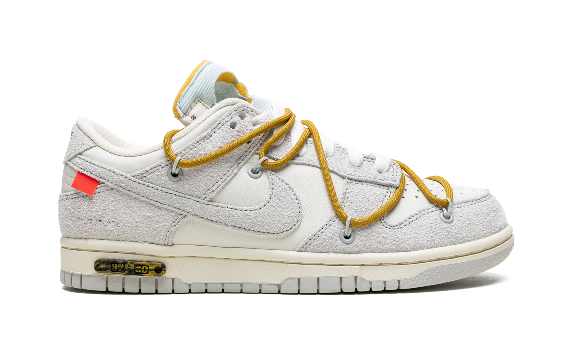 nike dunk low off white lot 37+DJ0950-105+diagnol right view