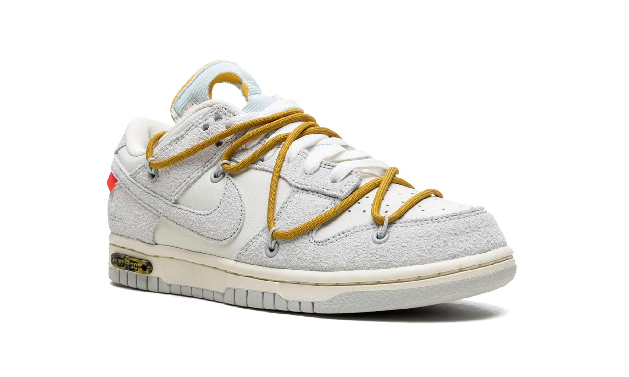nike dunk low off white lot 37+DJ0950-105+diagnol right view 1