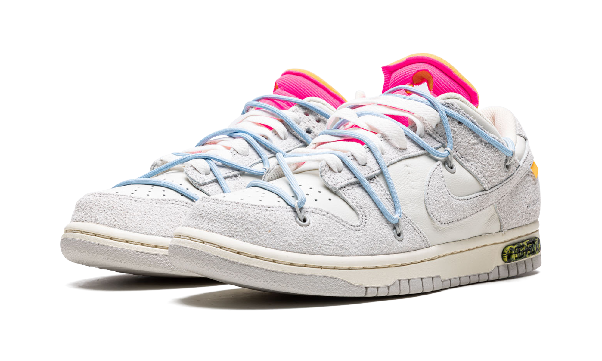 nike dunk low off white lot 38+DJ0950-113+diagnol left view