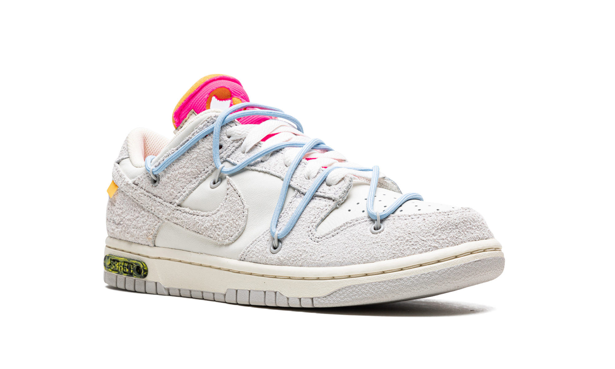 nike dunk low off white lot 38+DJ0950-113+diagnol right view