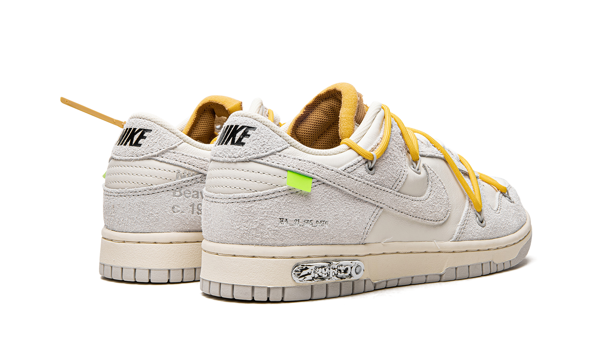 nike dunk low off white lot 39+DJ0950-109+diagnol right behind view