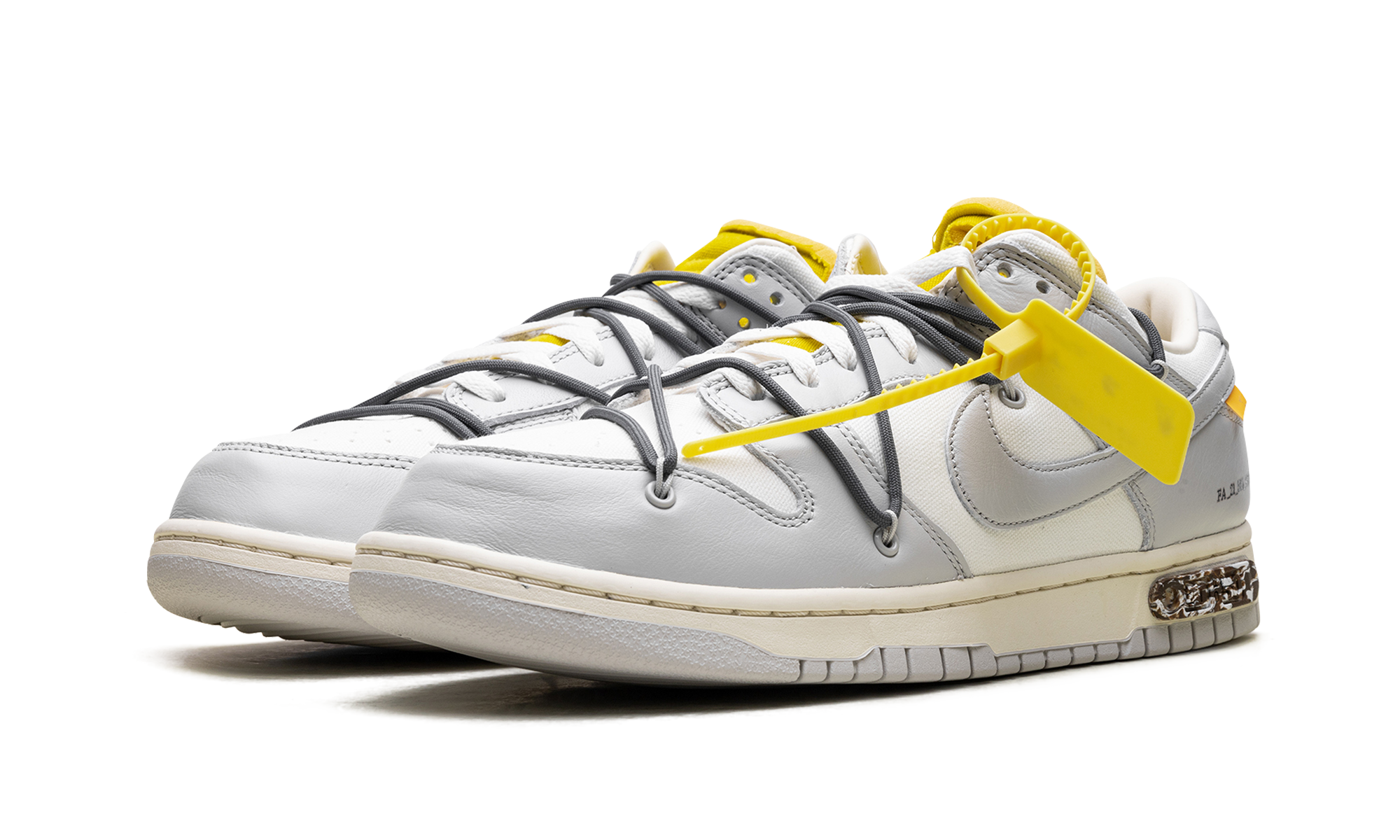 nike dunk low off white lot 41+DM1602-105+diagnol left view