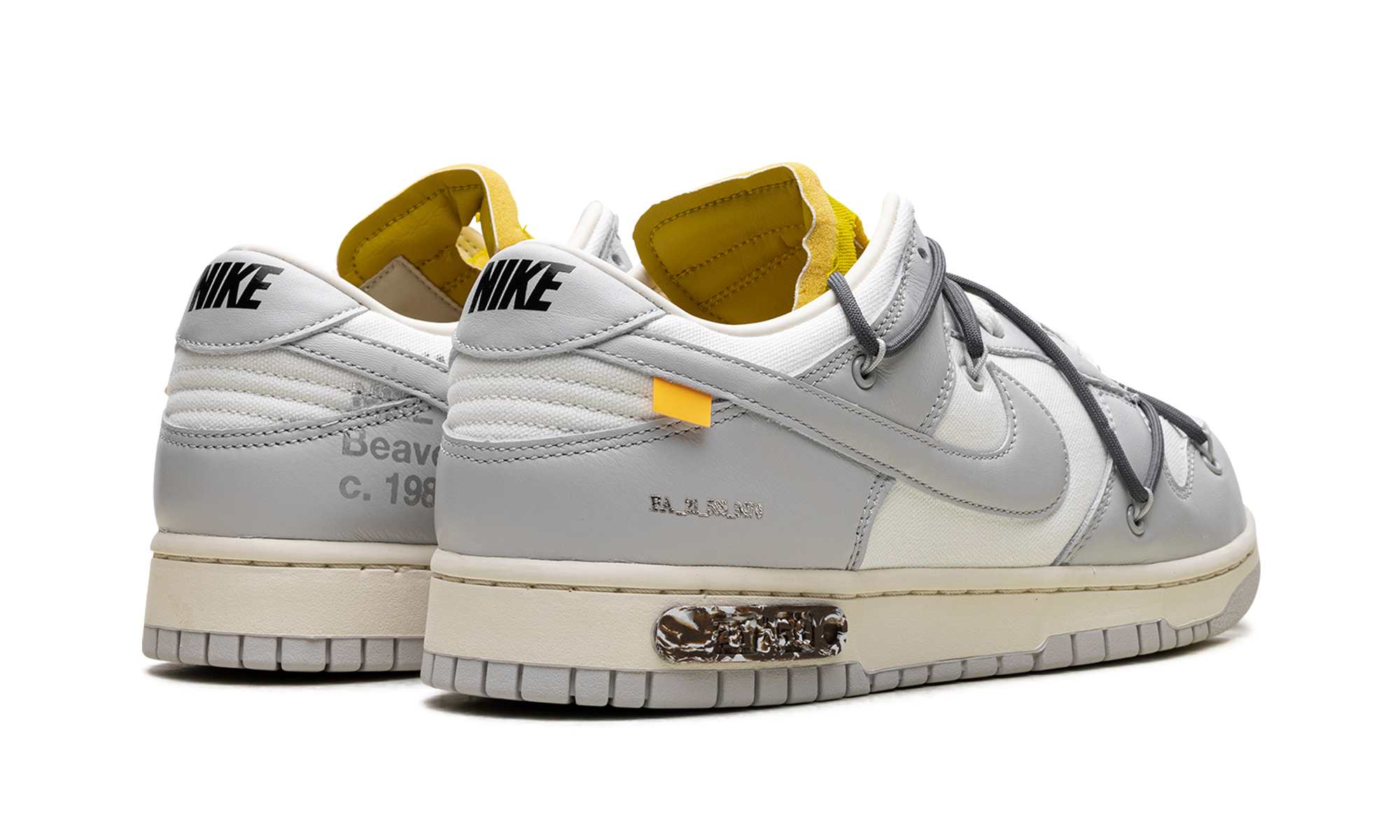 nike dunk low off white lot 41+DM1602-105+diagnol right behind view