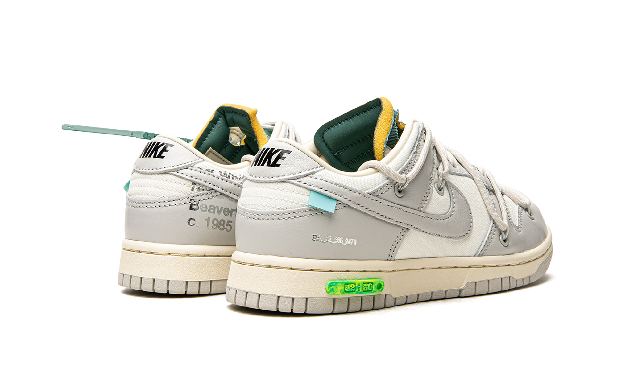 nike dunk low off white lot 42+DM1602-117+diagnol right behind view