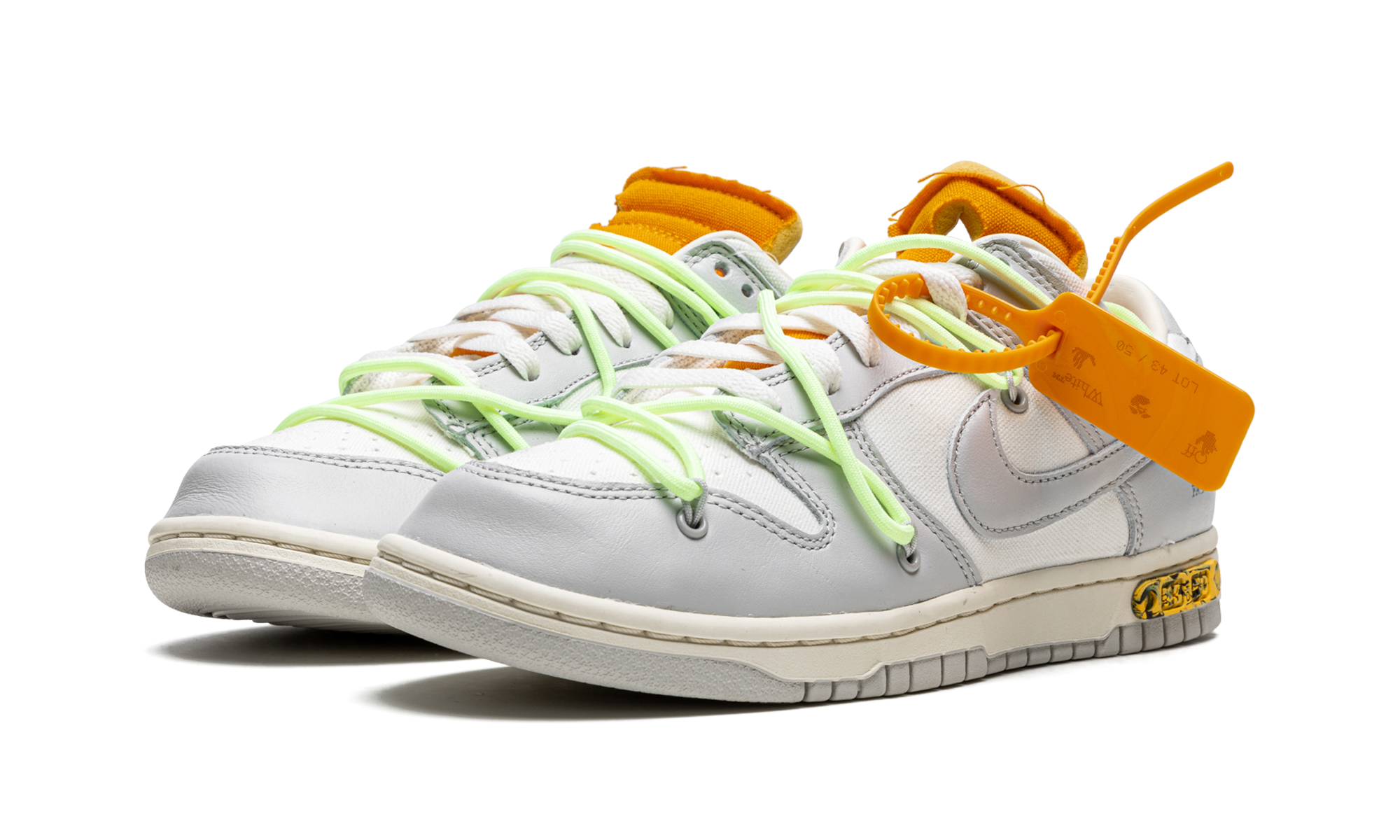 nike dunk low off white lot 43+DM1602-128+diagnol left view
