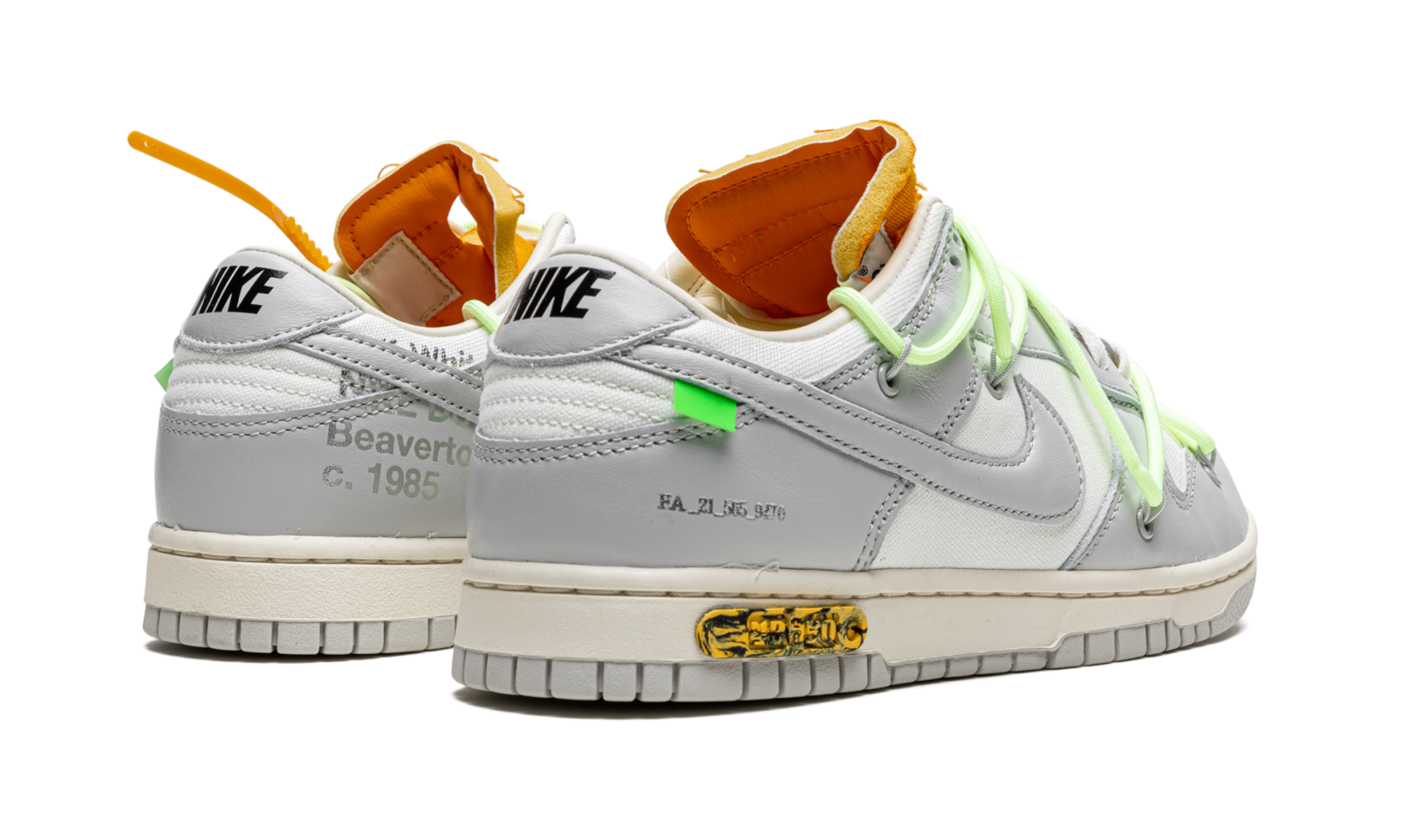 nike dunk low off white lot 43+DM1602-128+diagnol right behind view