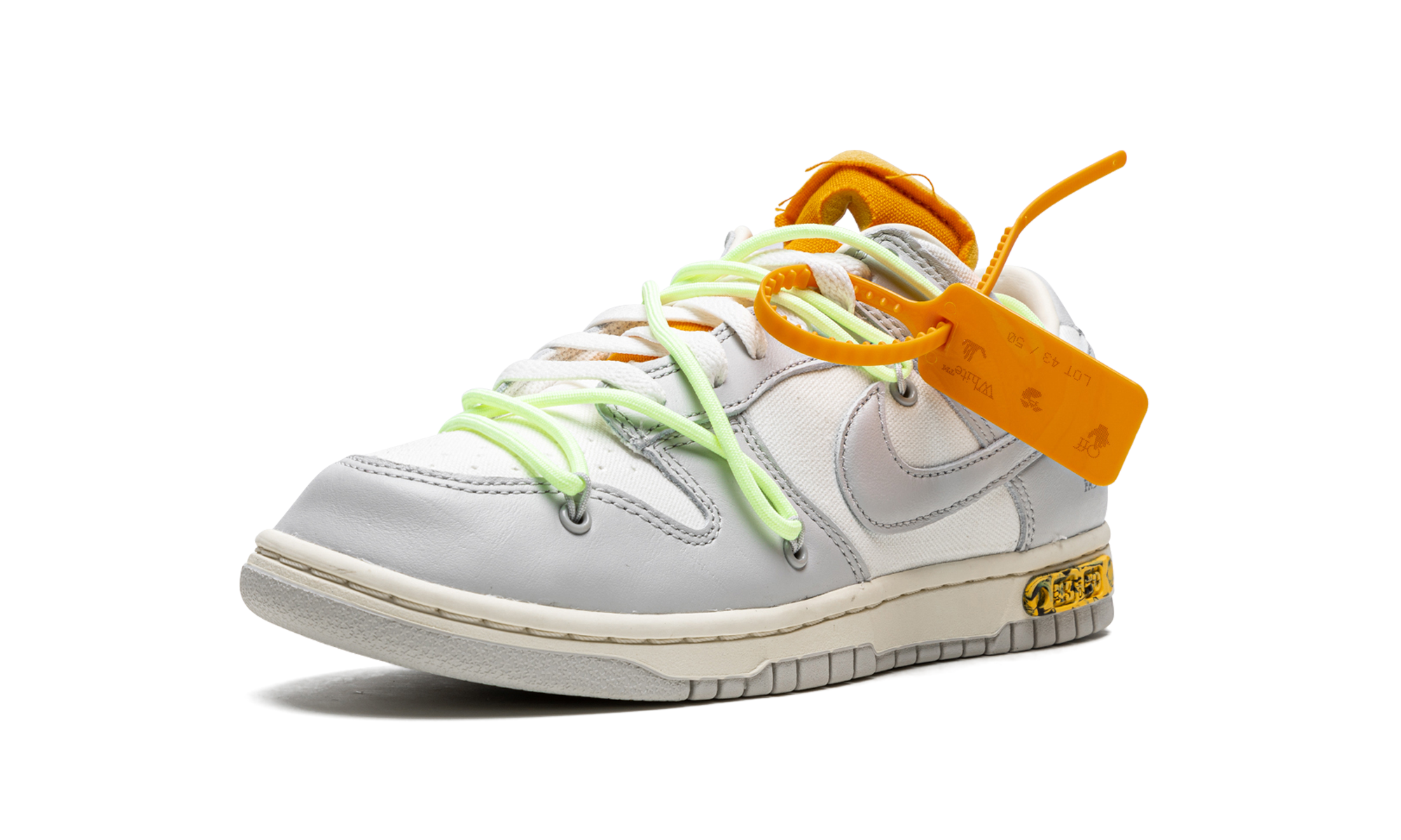 nike dunk low off white lot 43+DM1602-128+left diagnol single view