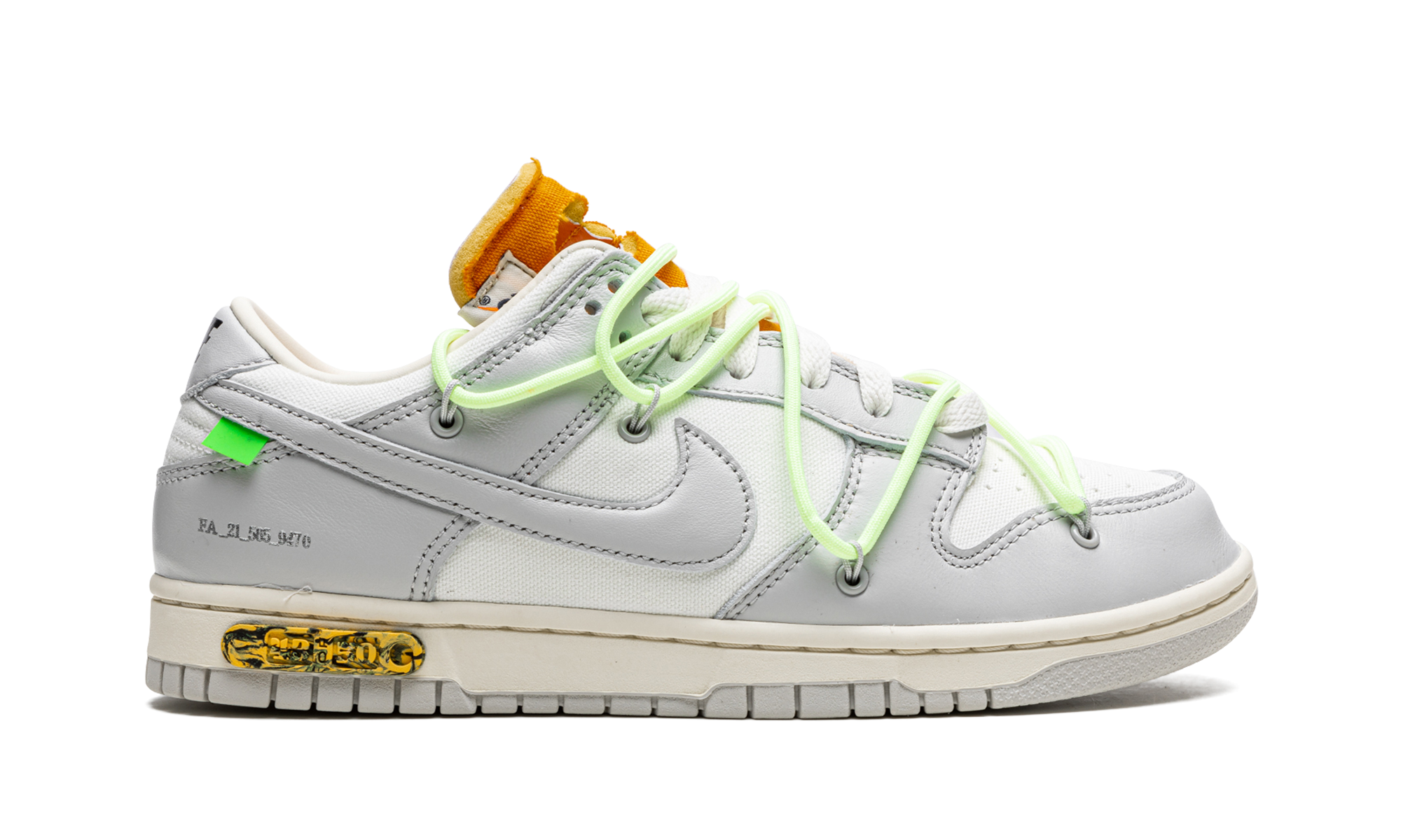 nike dunk low off white lot 43+DM1602-128+diagnol right view