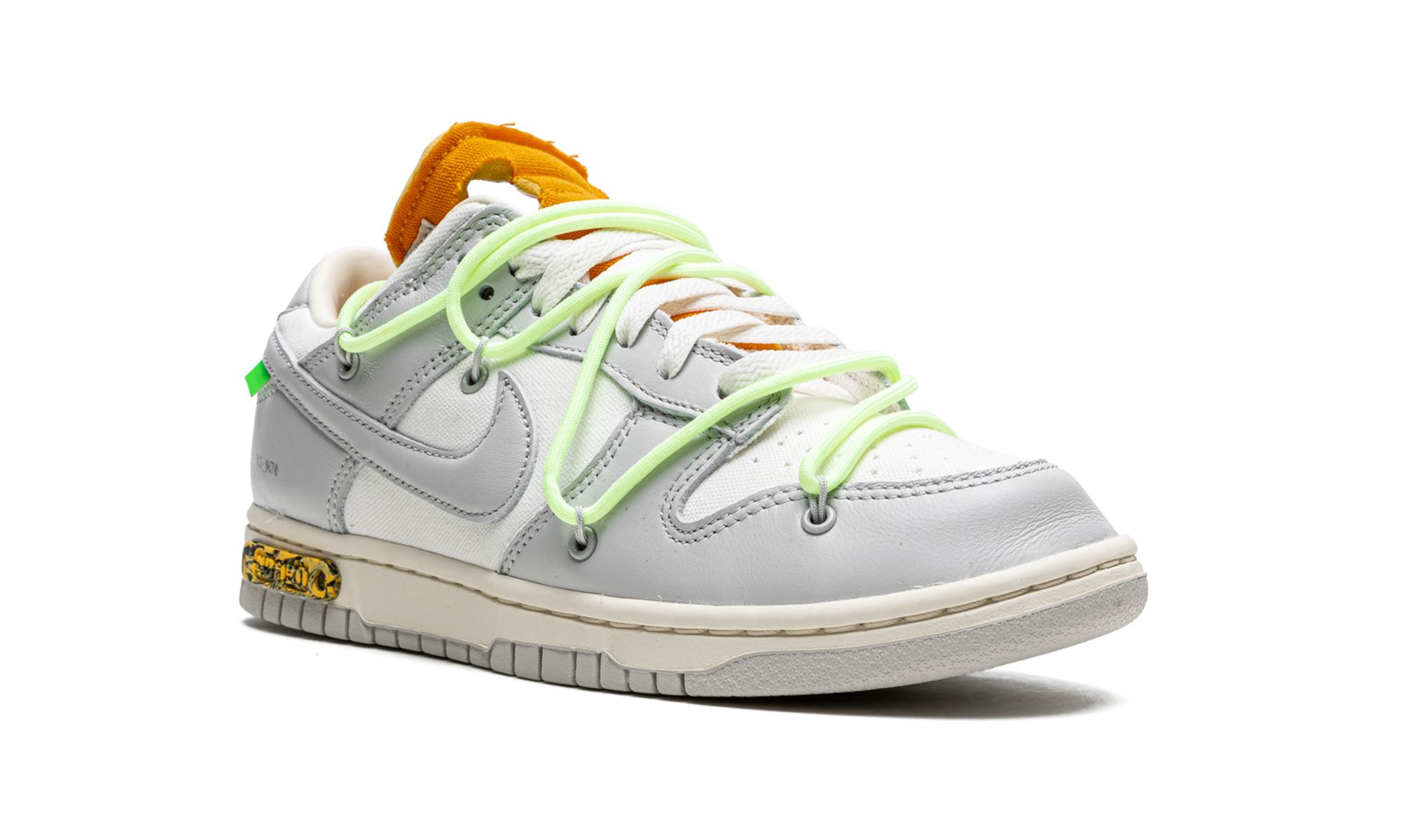 nike dunk low off white lot 43+DM1602-128+diagnol right view 1