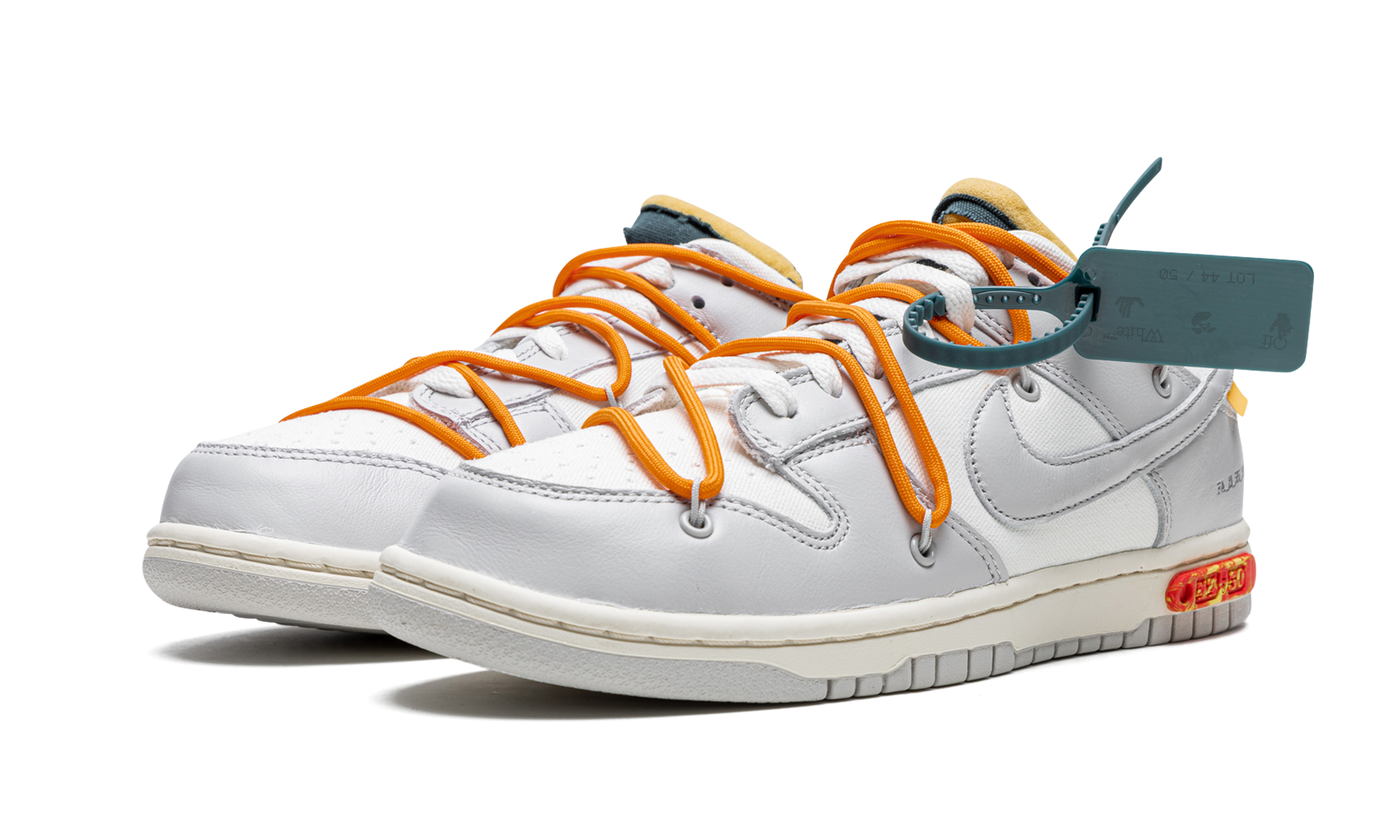 nike dunk low off white lot 44+DM1602-104+diagnol left view