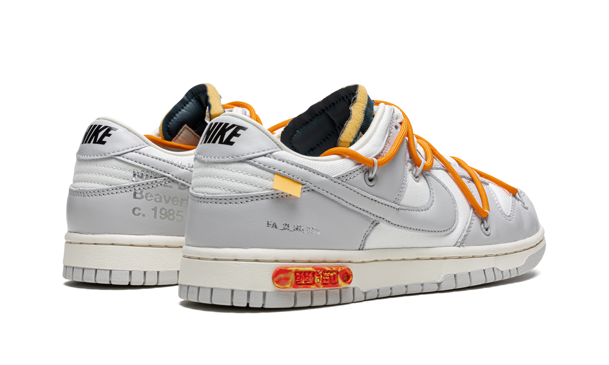 nike dunk low off white lot 44+DM1602-104+diagnol right behind view