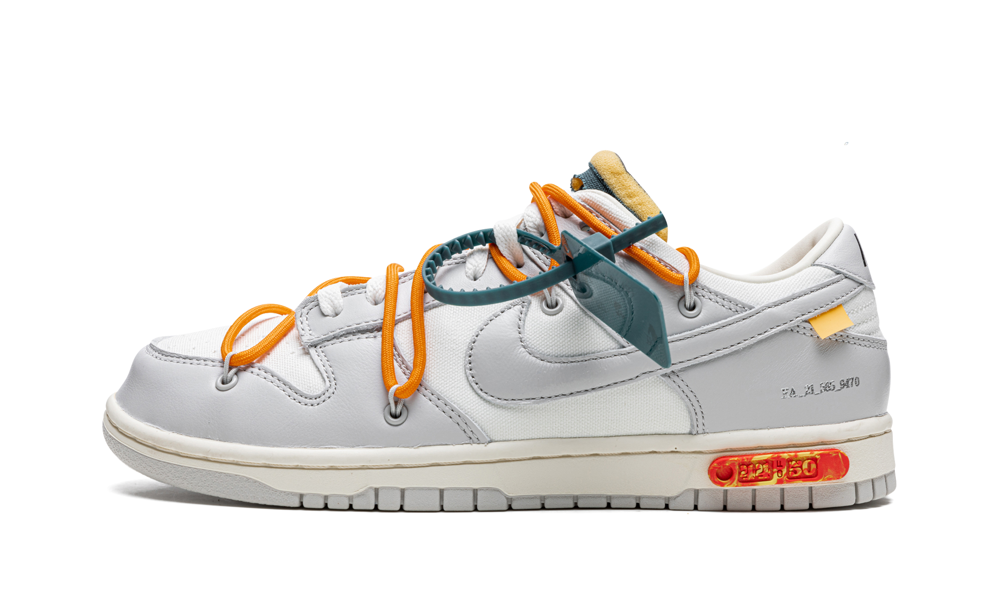 nike dunk low off white lot 44+DM1602-104+diagnol right view 1