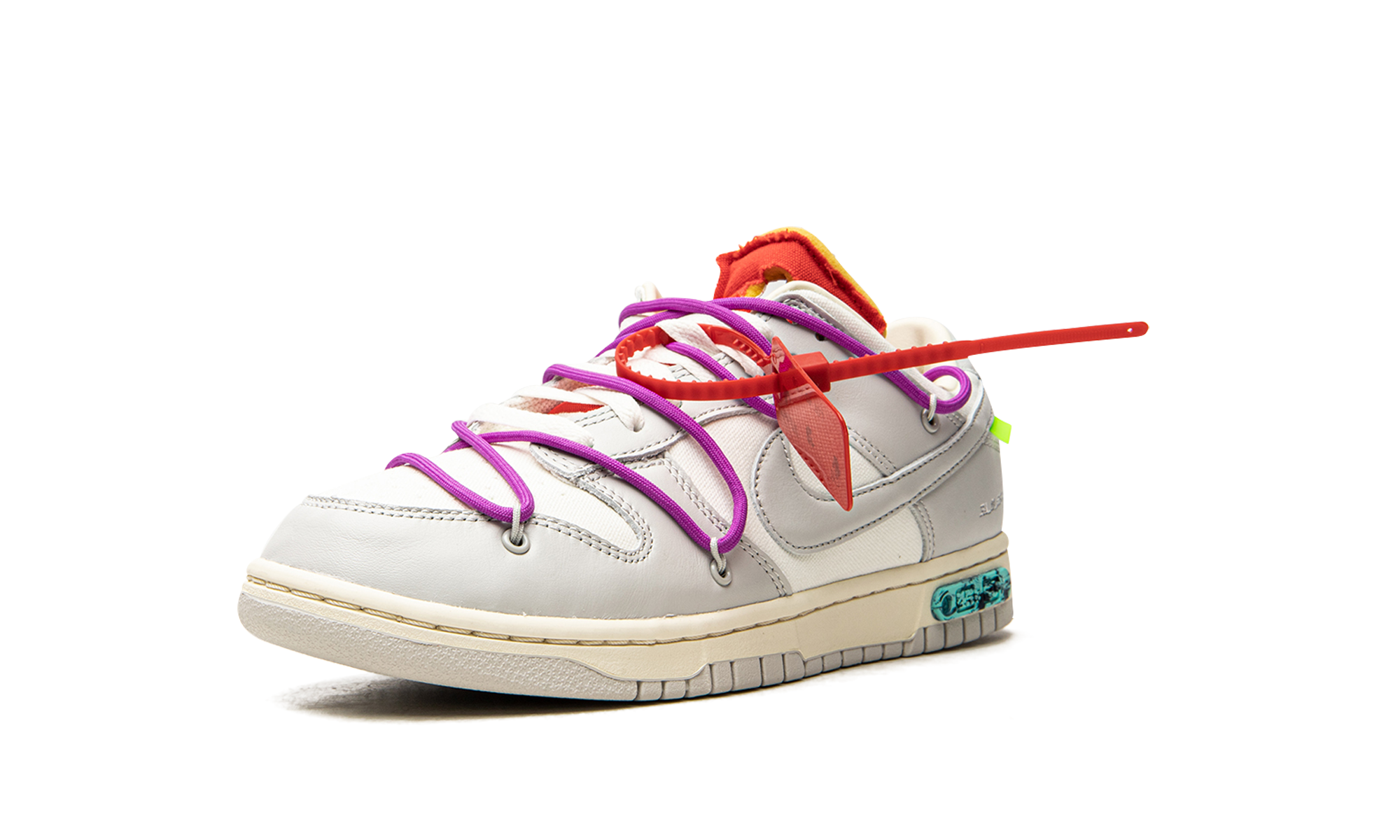 nike dunk low off white lot 45+DM1602-101+left diagnol single view