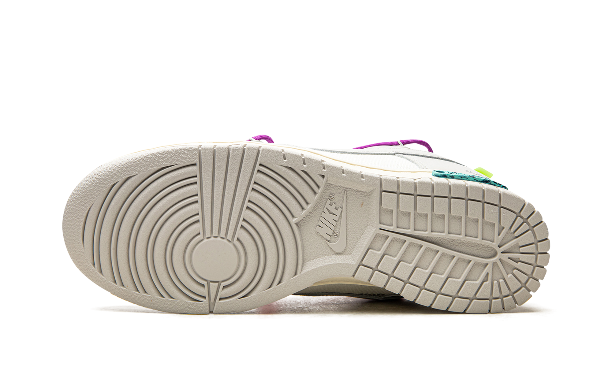 nike dunk low off white lot 45+DM1602-101+bottom view