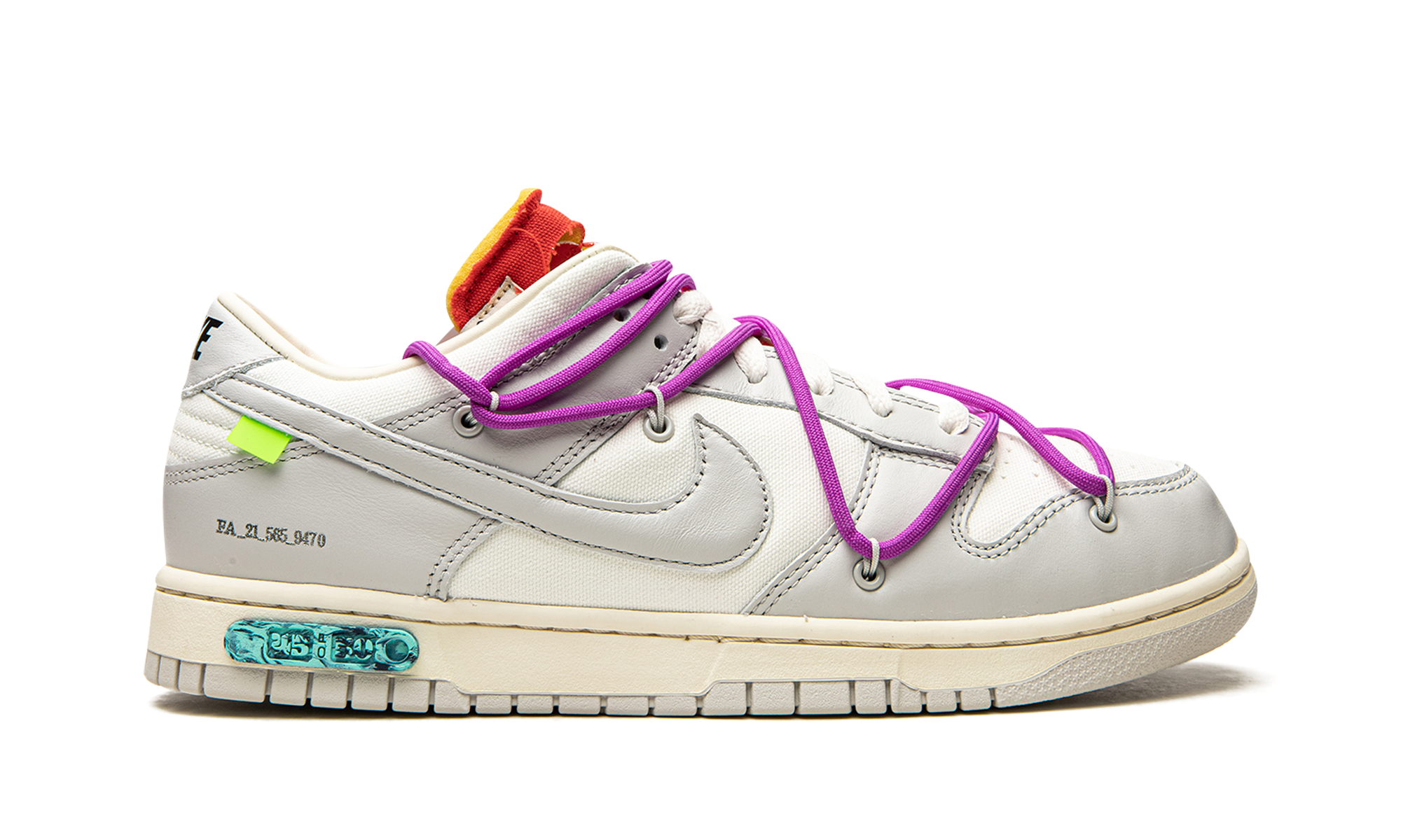 nike dunk low off white lot 45+DM1602-101+right view