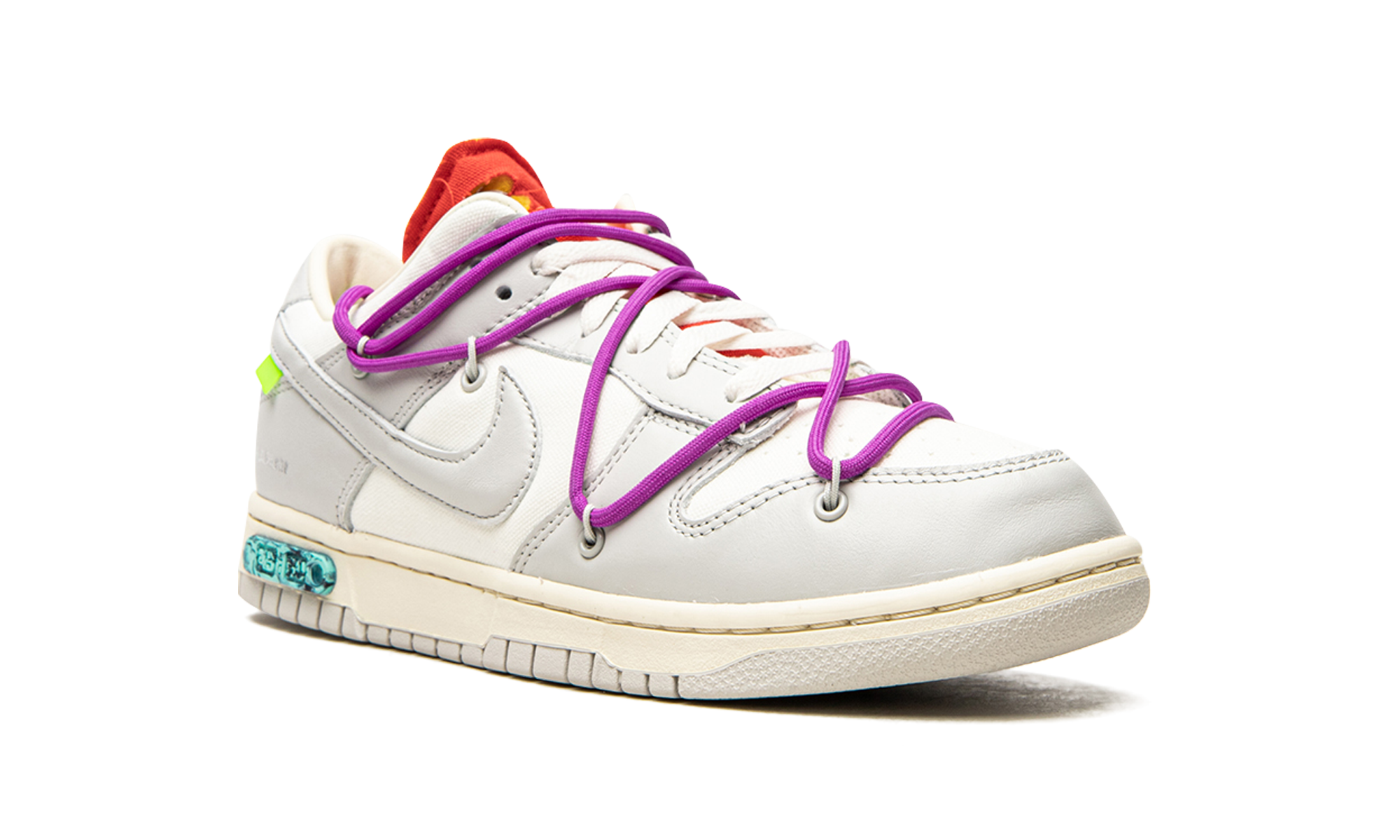 nike dunk low off white lot 45+DM1602-101+diagnol right view